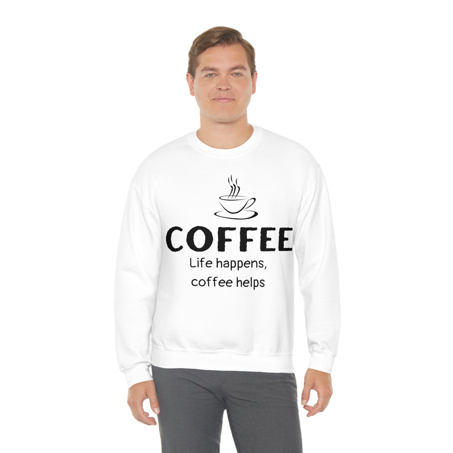 Heavy Blend™ Sweatshirt - Life Happens Coffee Helps