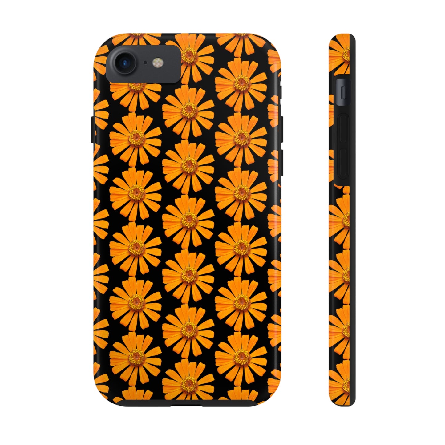 Orange Zinnia Black Tough Phone Case