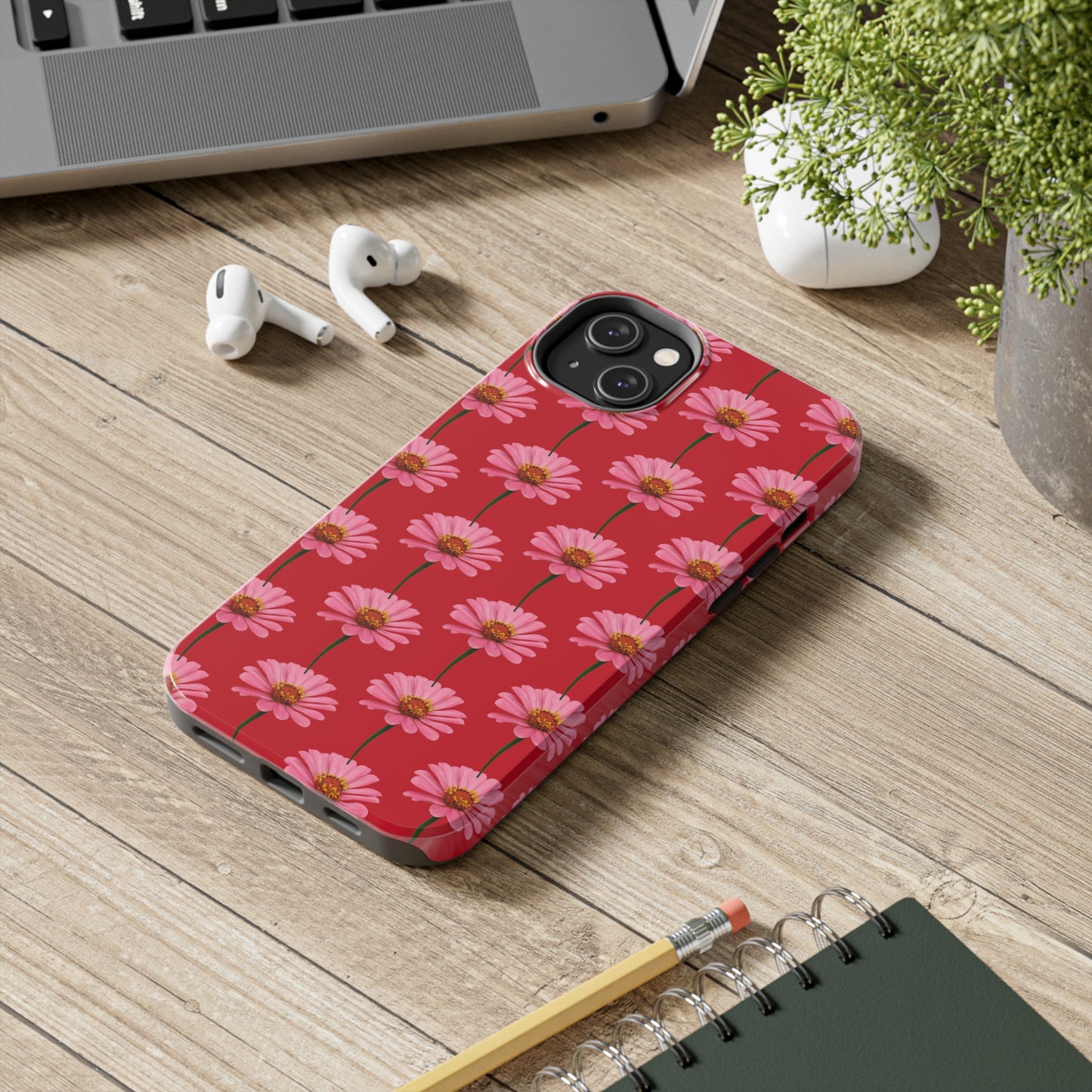 Pink Zinnia Red Tough Phone Case