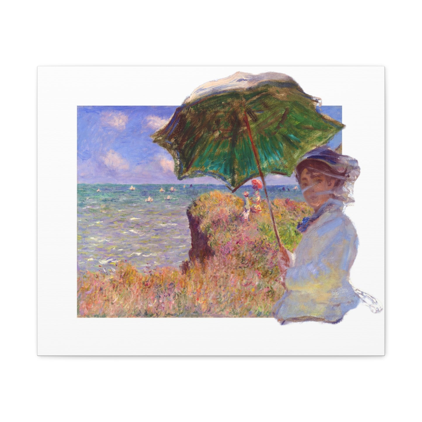 Monet - Woman with Parasol and Cliff Walk at Pourville - Canvas Wall Art