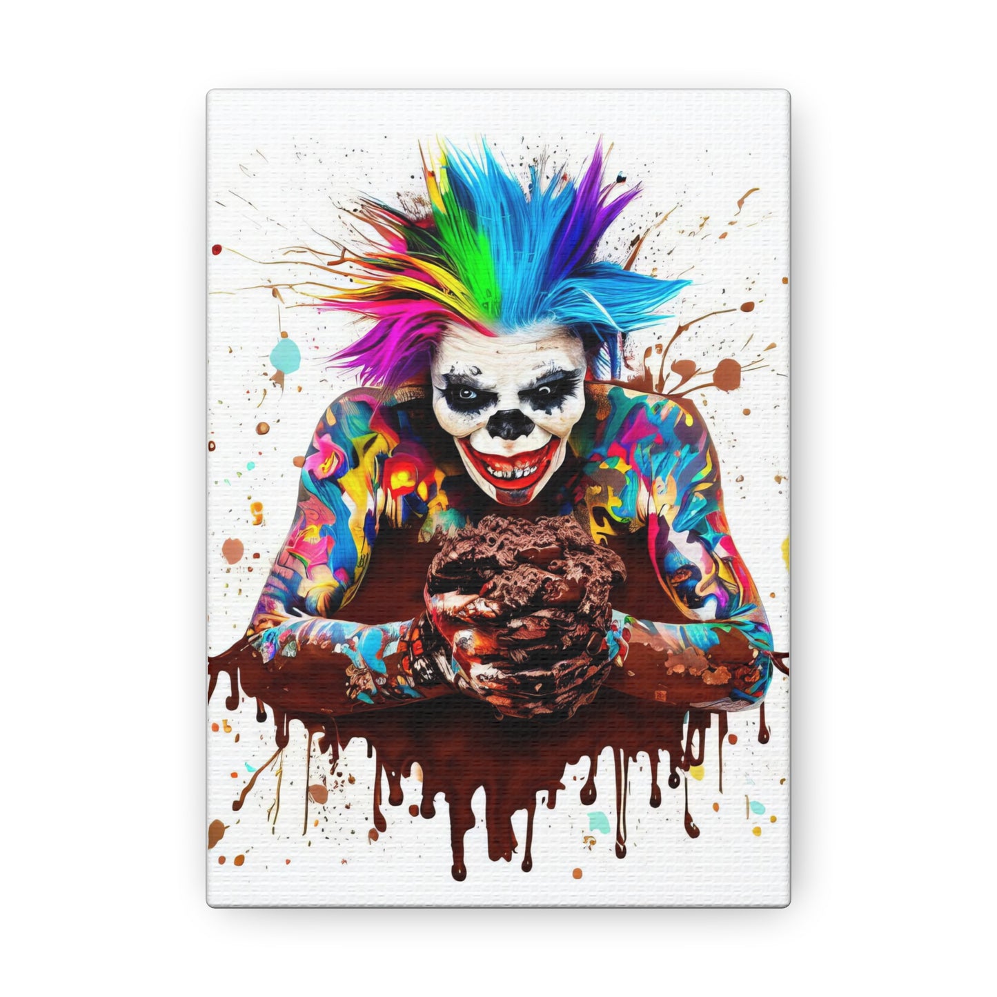 Creepy Clown Chocolate Ice Cream  - Canvas Wall Art