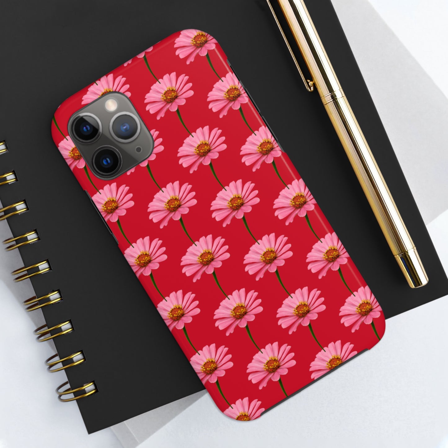 Pink Zinnia Red Tough Phone Case