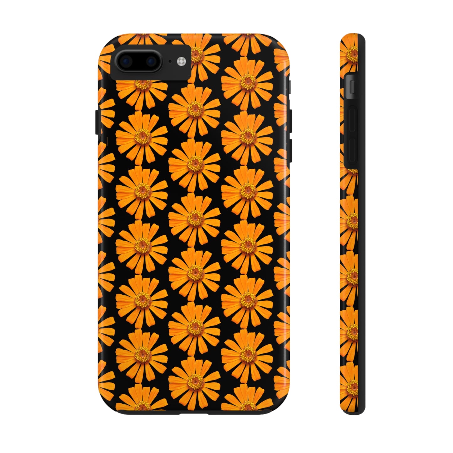 Orange Zinnia Black Tough Phone Case