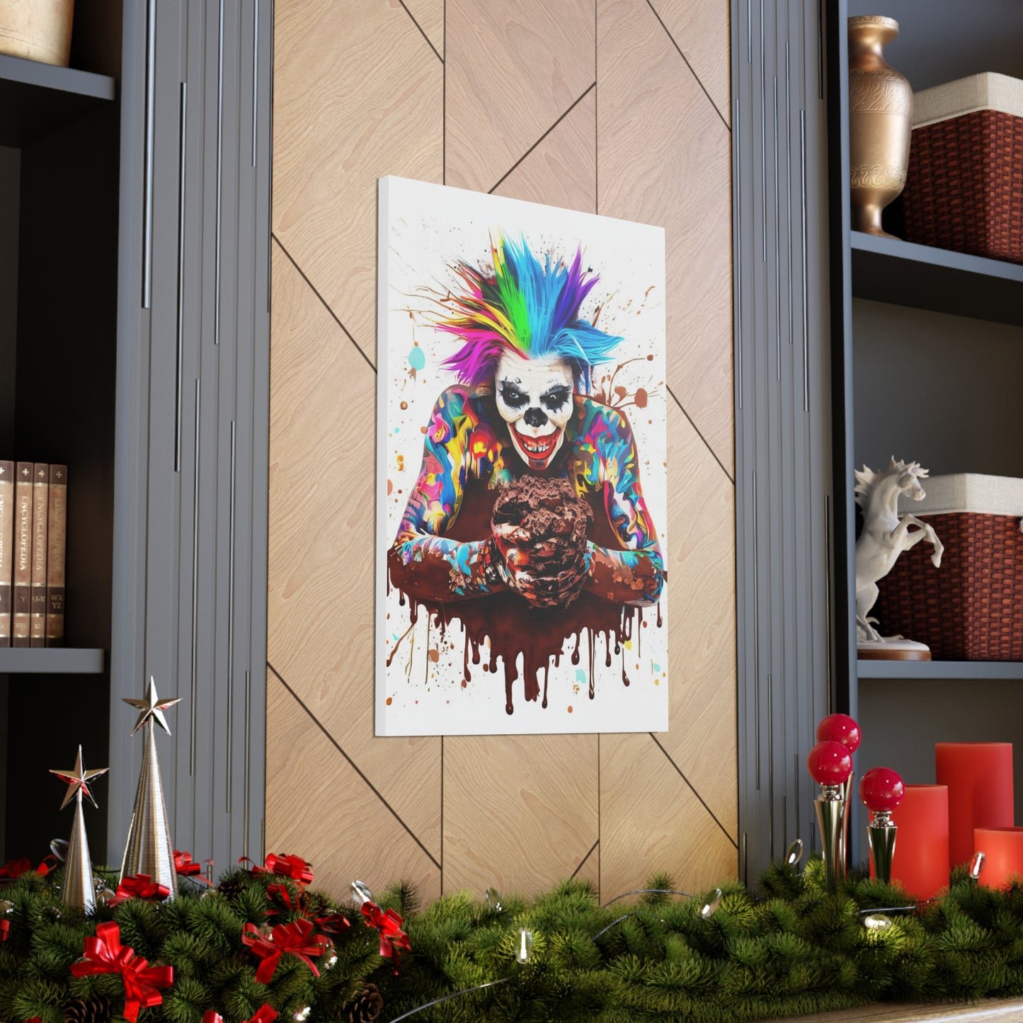 Creepy Clown Chocolate Ice Cream  - Canvas Wall Art