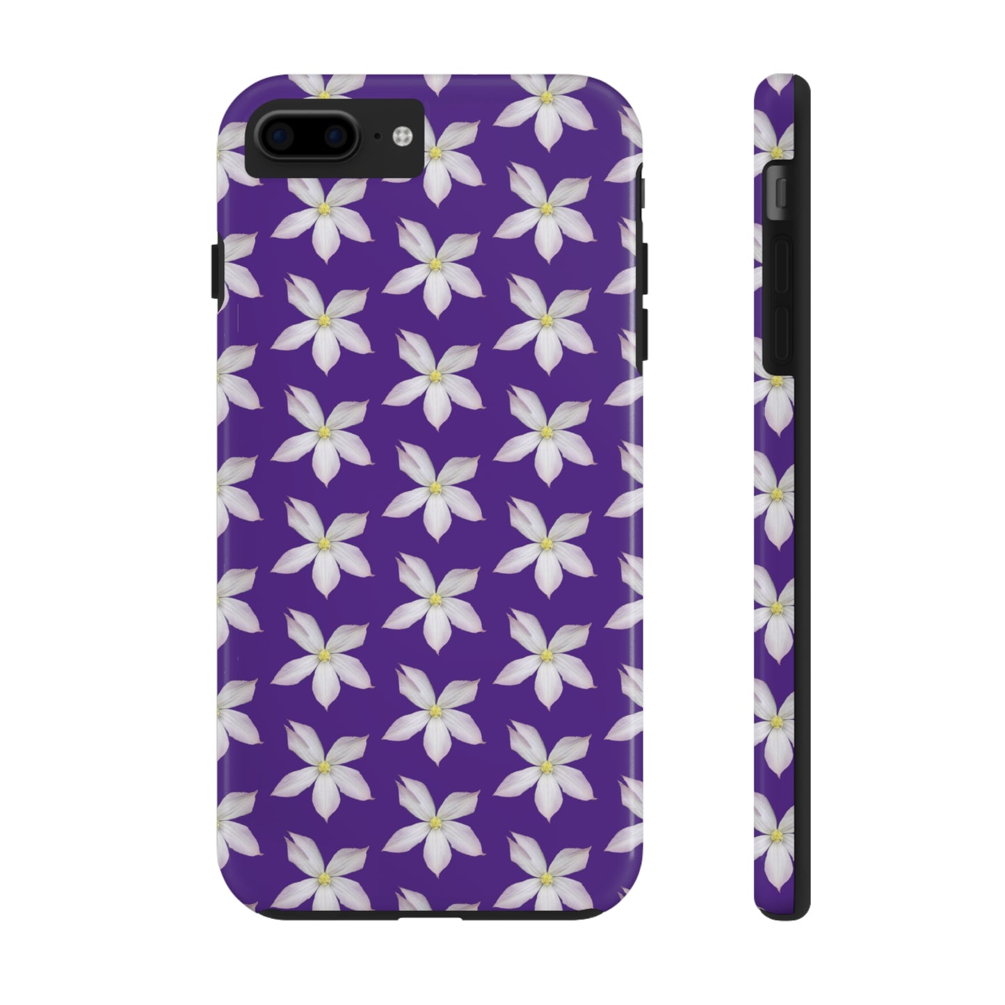 White Clematis Purple Tough Phone Case