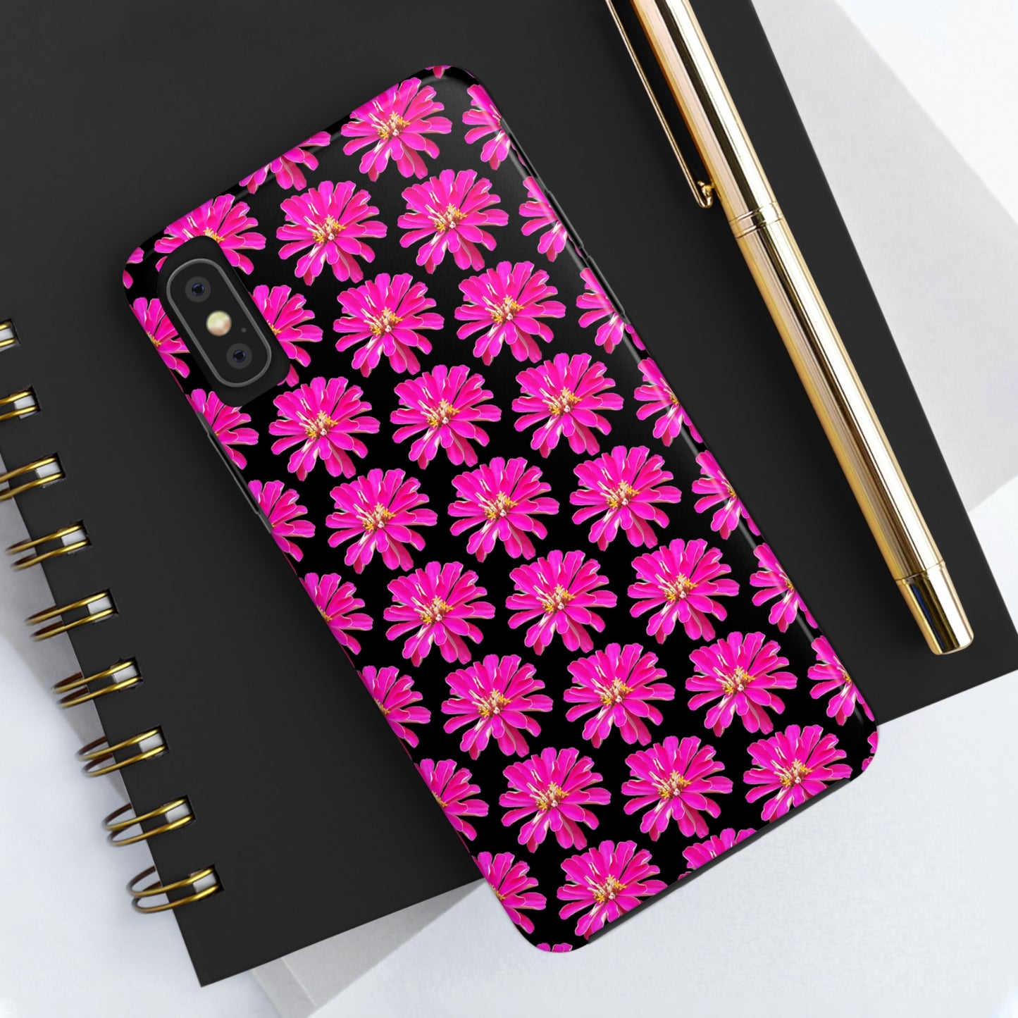 Pink Zinnia Black Tough Phone Case