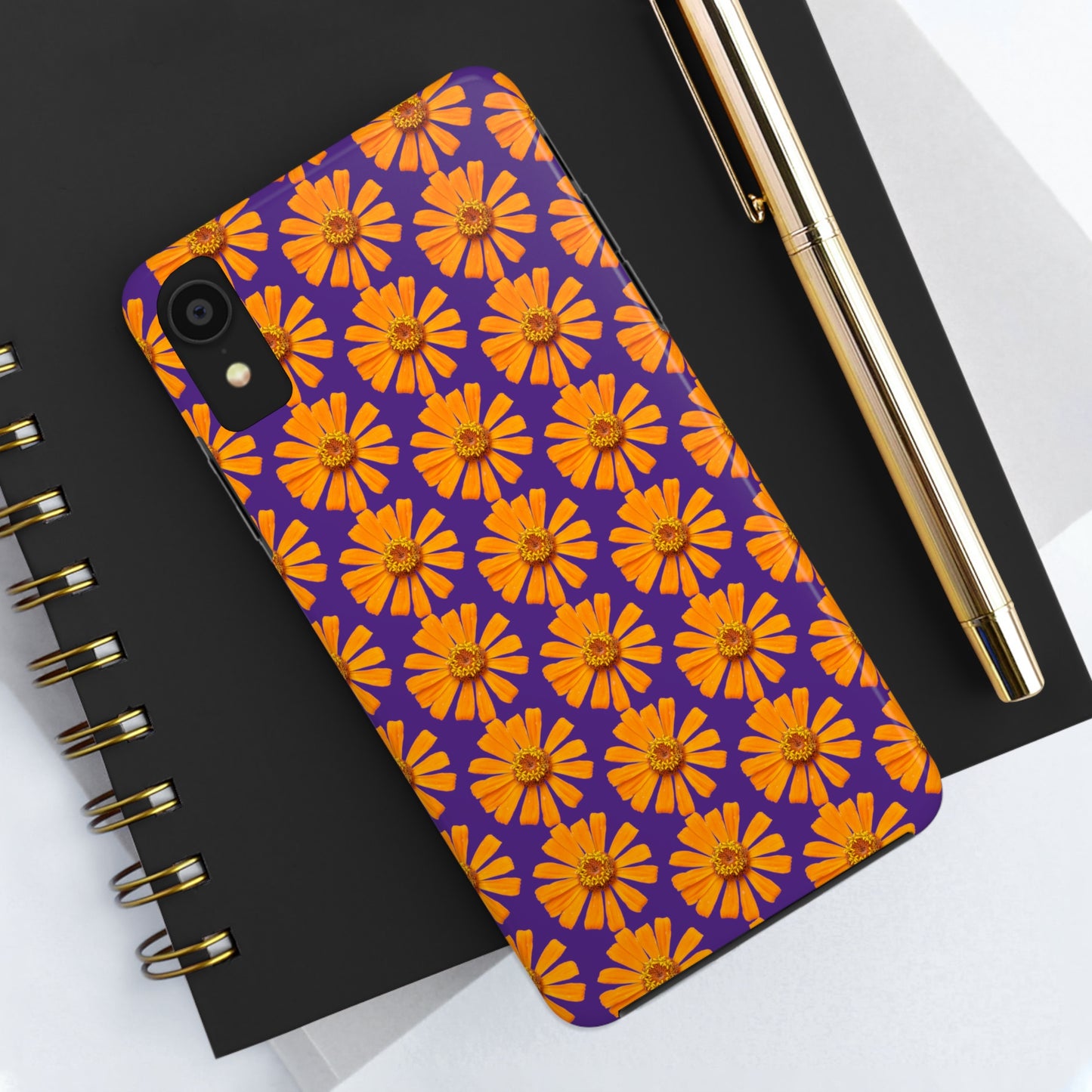 Orange Zinnia Purple Tough Phone Case