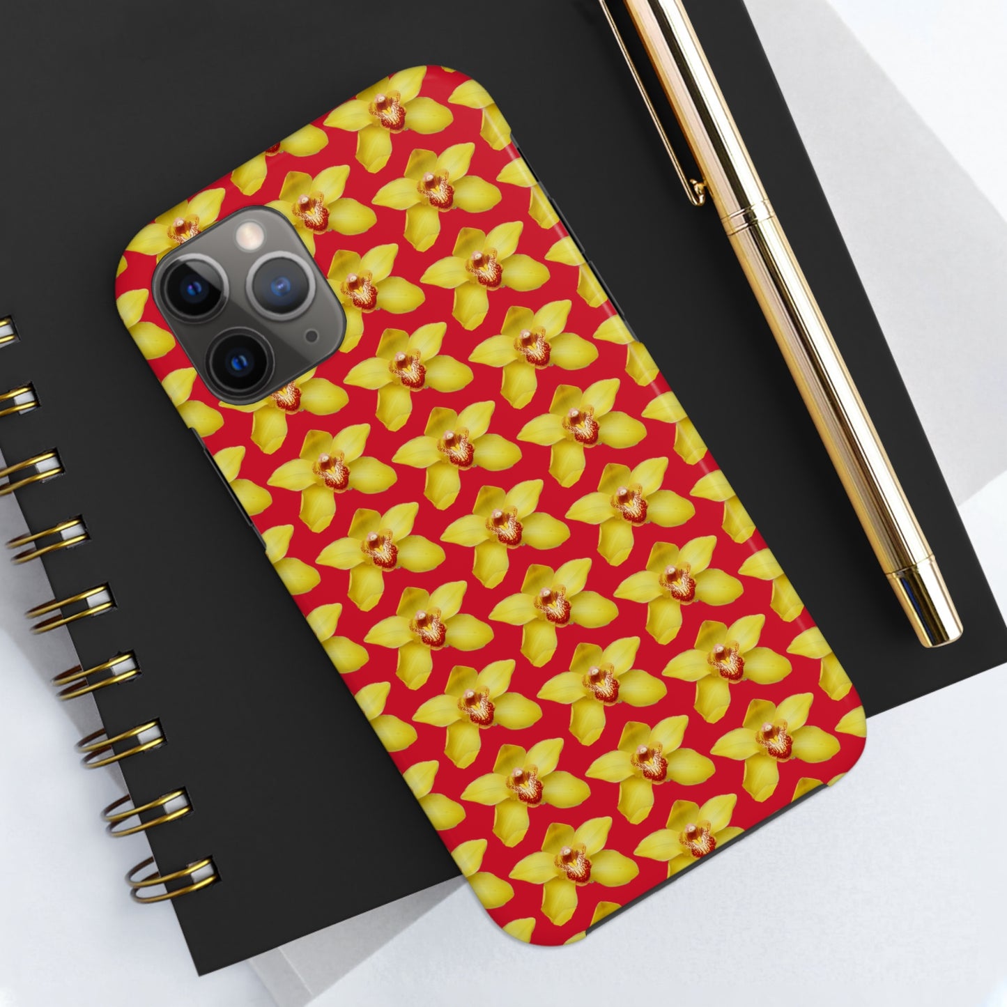 Yellow Cymbidium Orchid Red Tough Phone Case