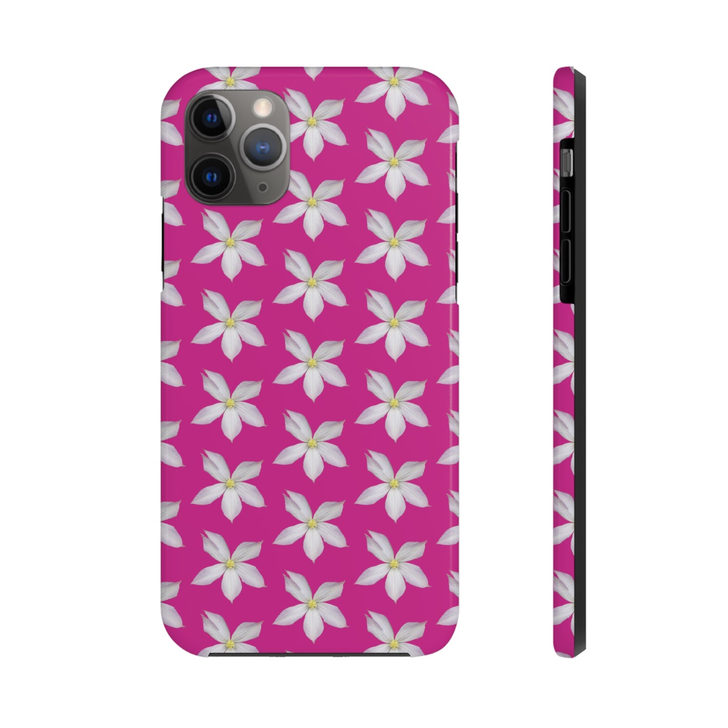 White Clematis Pink Tough Phone Case