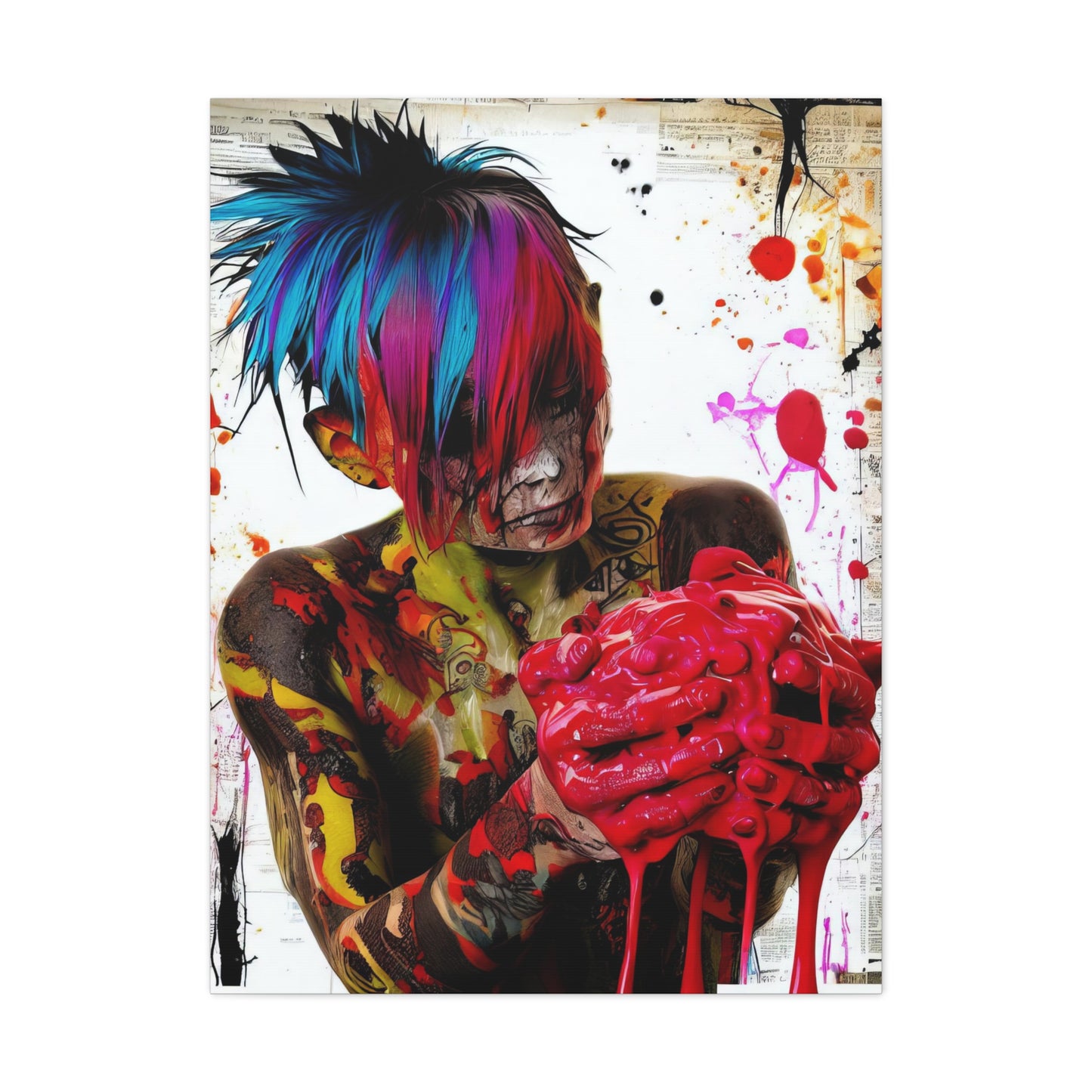 Tattooed Boy with Big Heart  - Canvas Wall Art