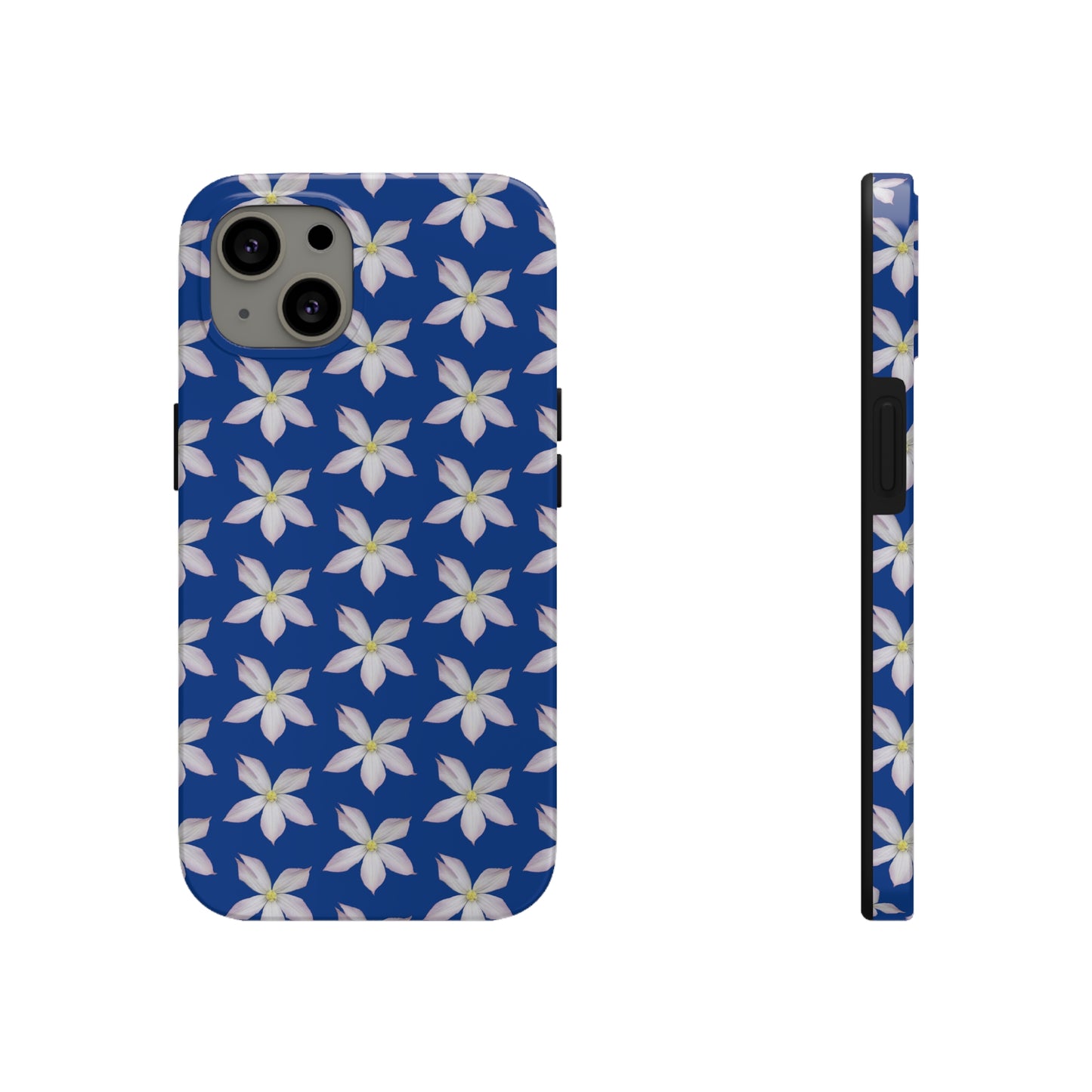 White Clematis Blue Tough Phone Case