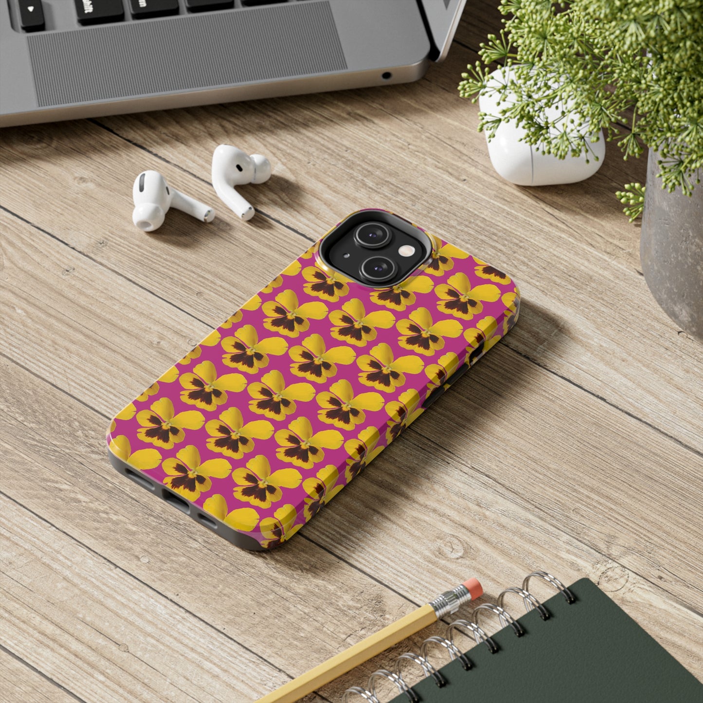 Yellow Pansy Pink Tough Phone Case