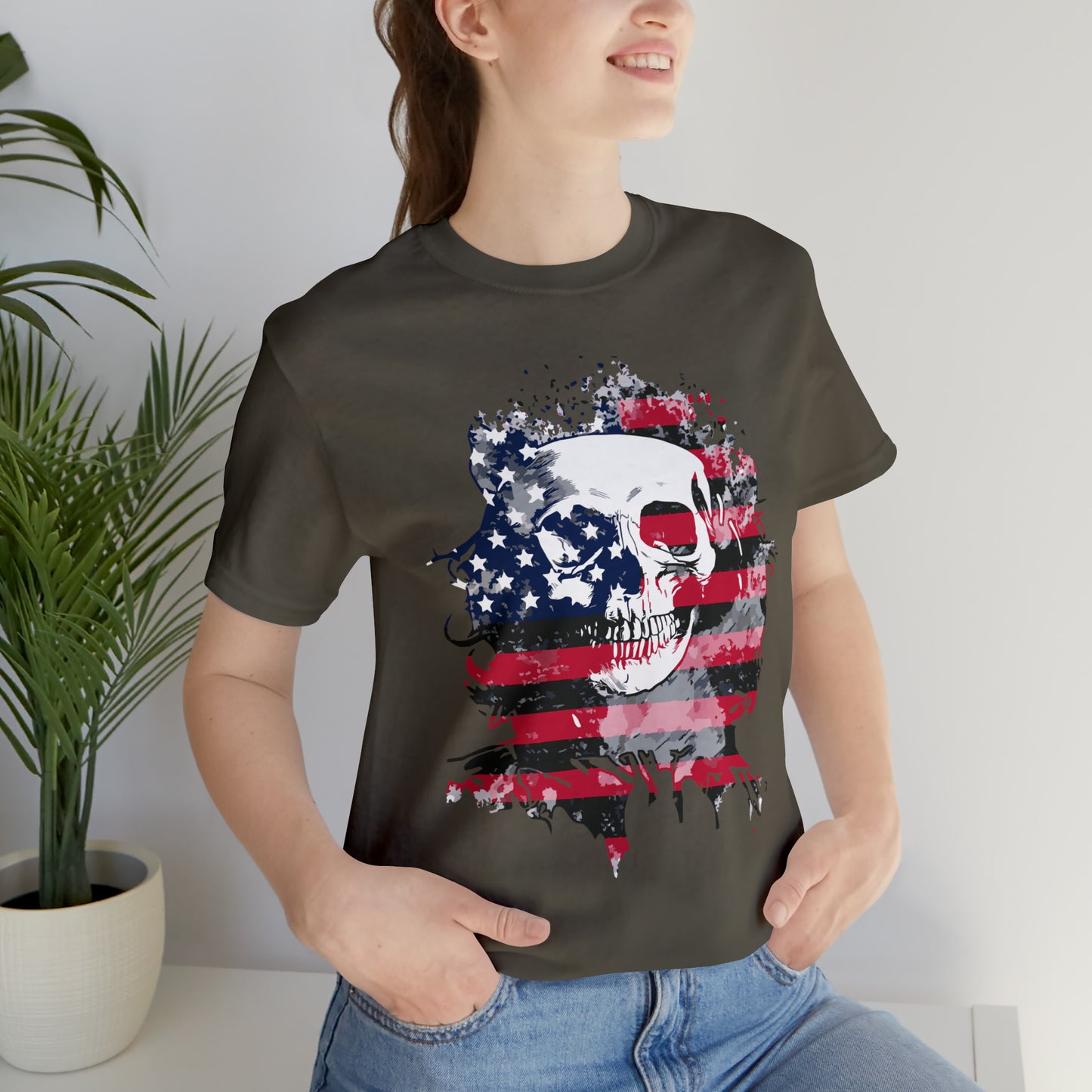 Skull and Flag Unisex Jersey Short Sleeve Tee