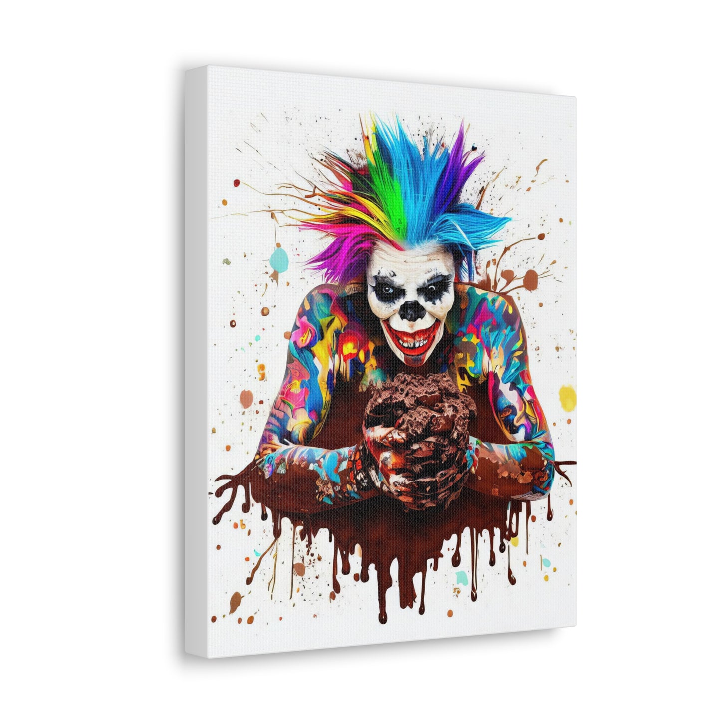 Creepy Clown Chocolate Ice Cream  - Canvas Wall Art