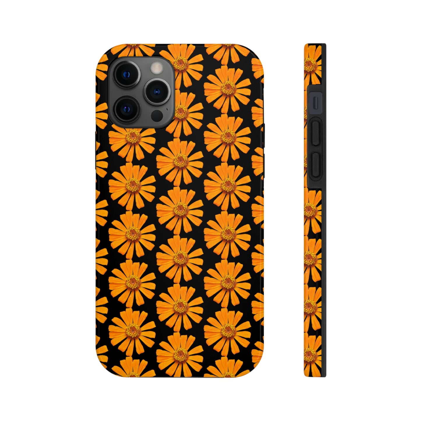 Orange Zinnia Black Tough Phone Case