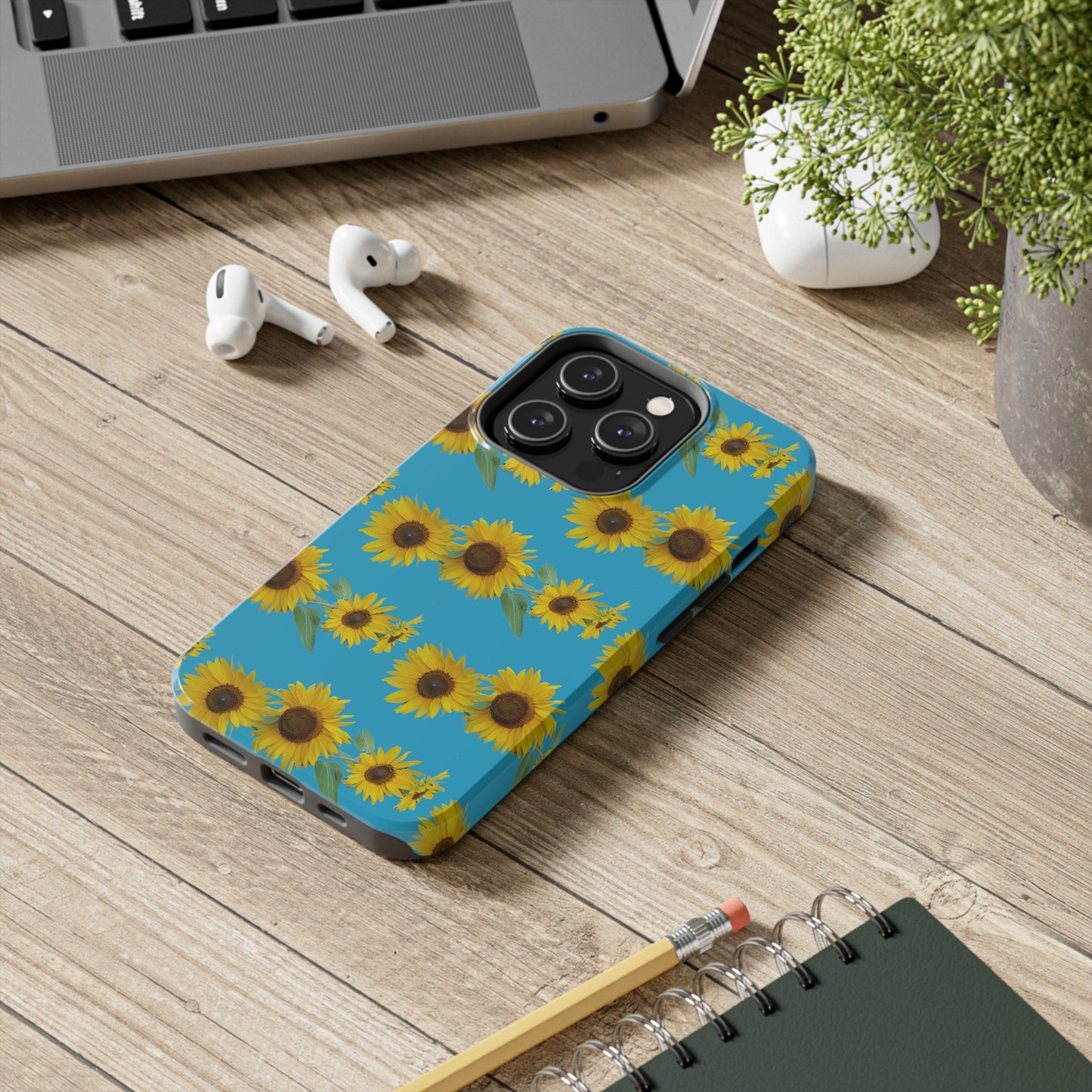 Sunflower Cluster Turquoise Tough Phone Case