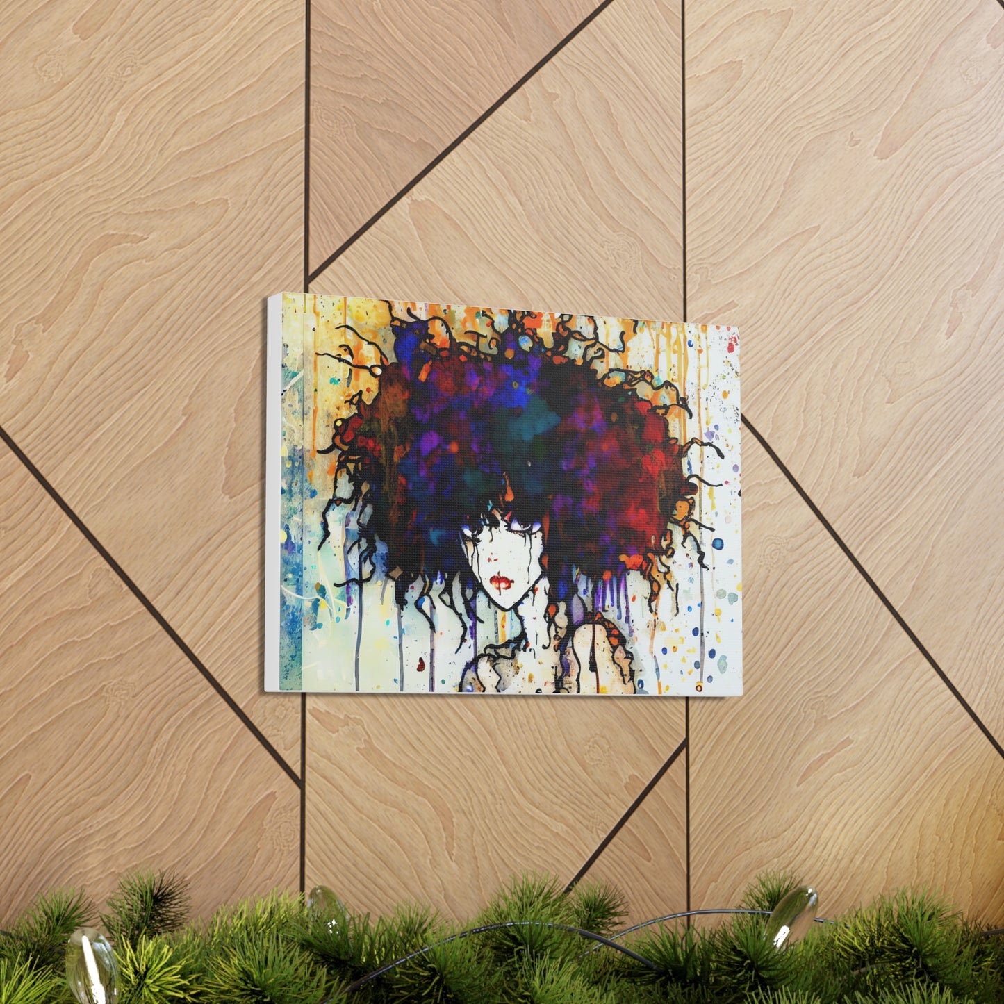 Girl with Big Hair  - Canvas Wall Art