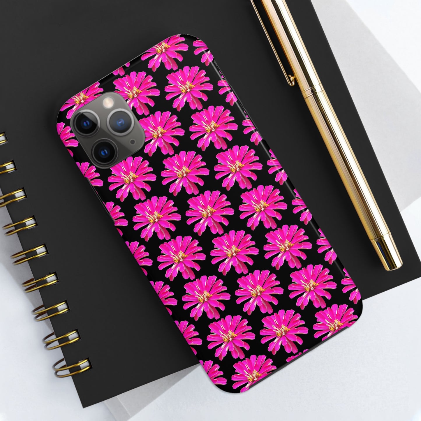 Pink Zinnia Black Tough Phone Case