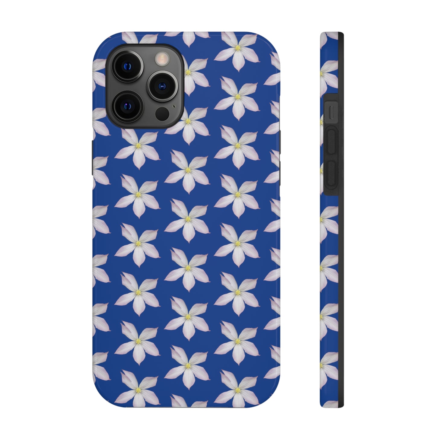 White Clematis Blue Tough Phone Case