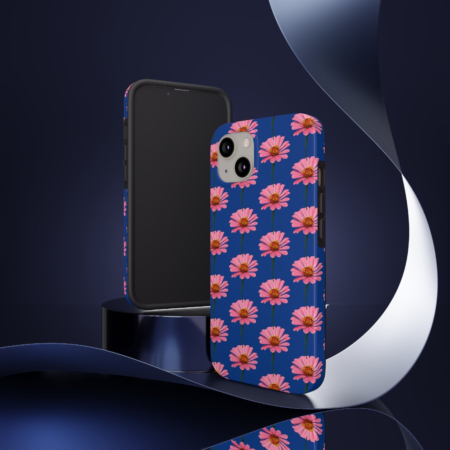 Pink Zinnia Blue Tough Phone Case