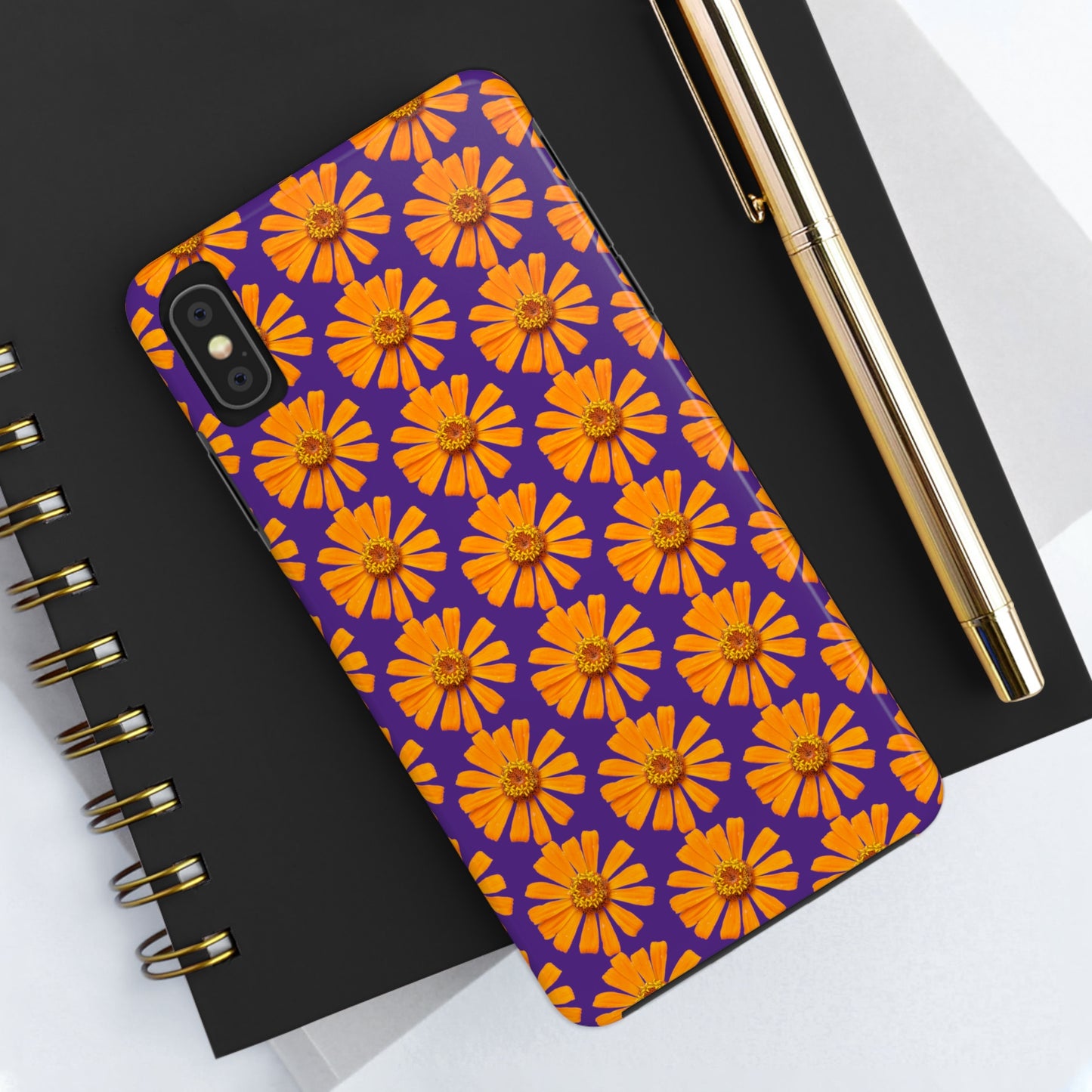 Orange Zinnia Purple Tough Phone Case