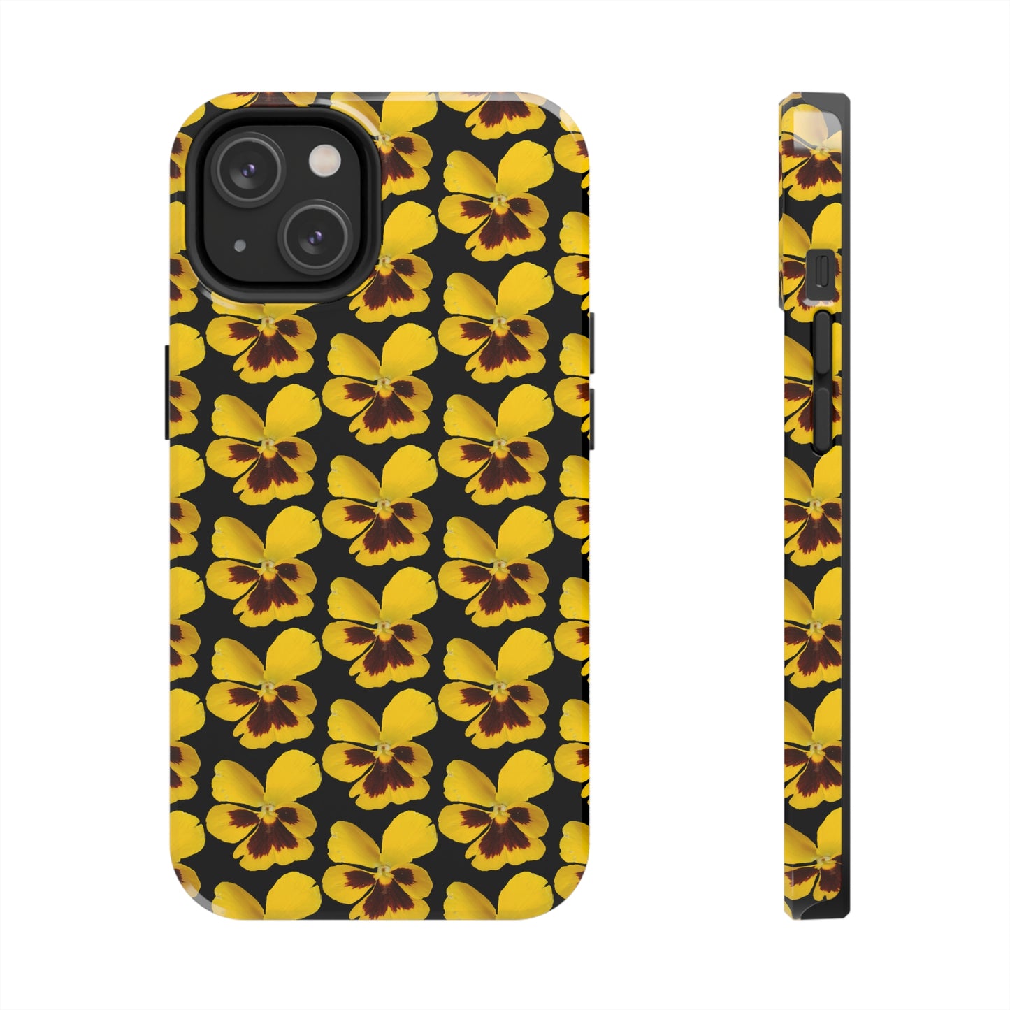 Yellow Pansy Black Tough Phone Case