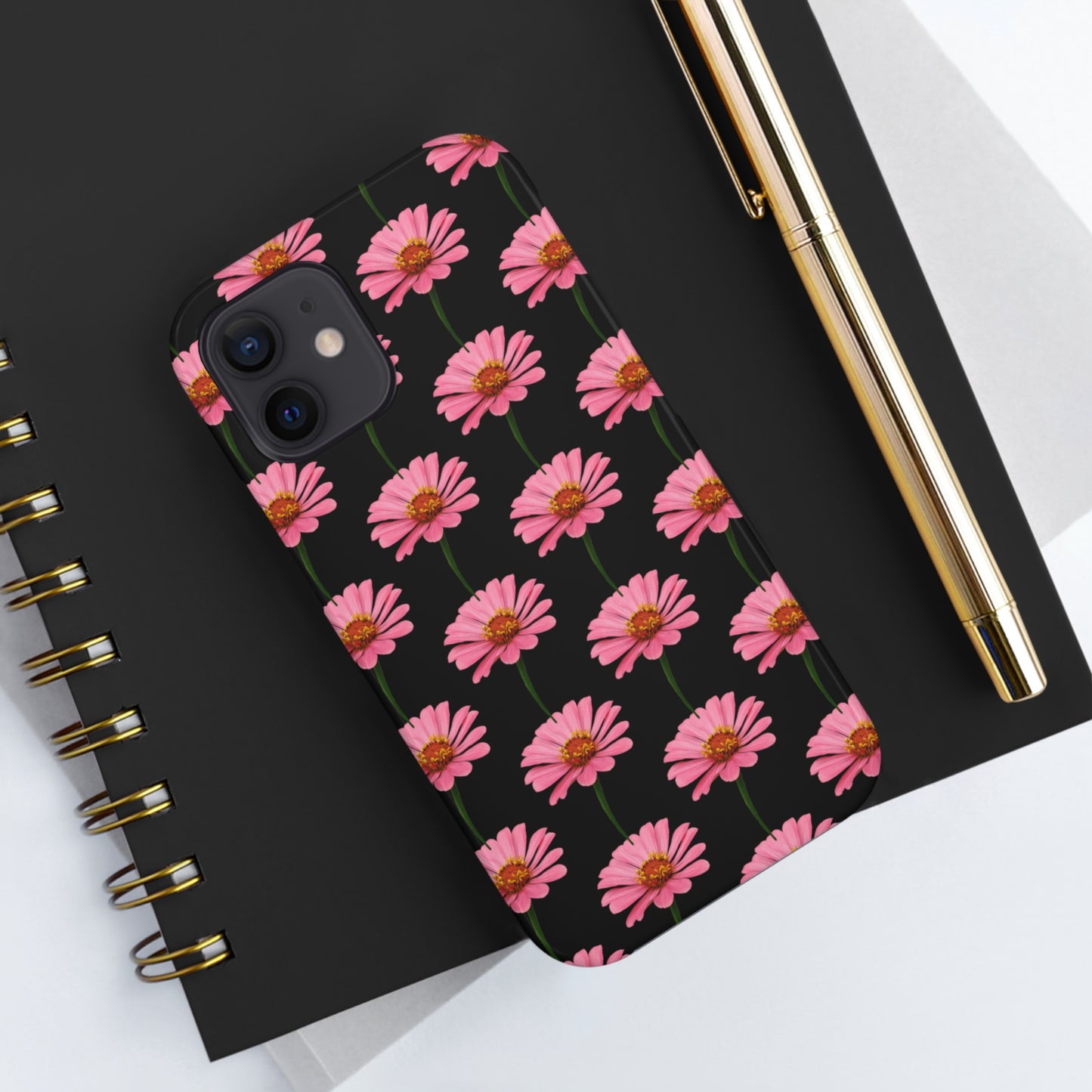 Pink Zinnia Black Tough Phone Case