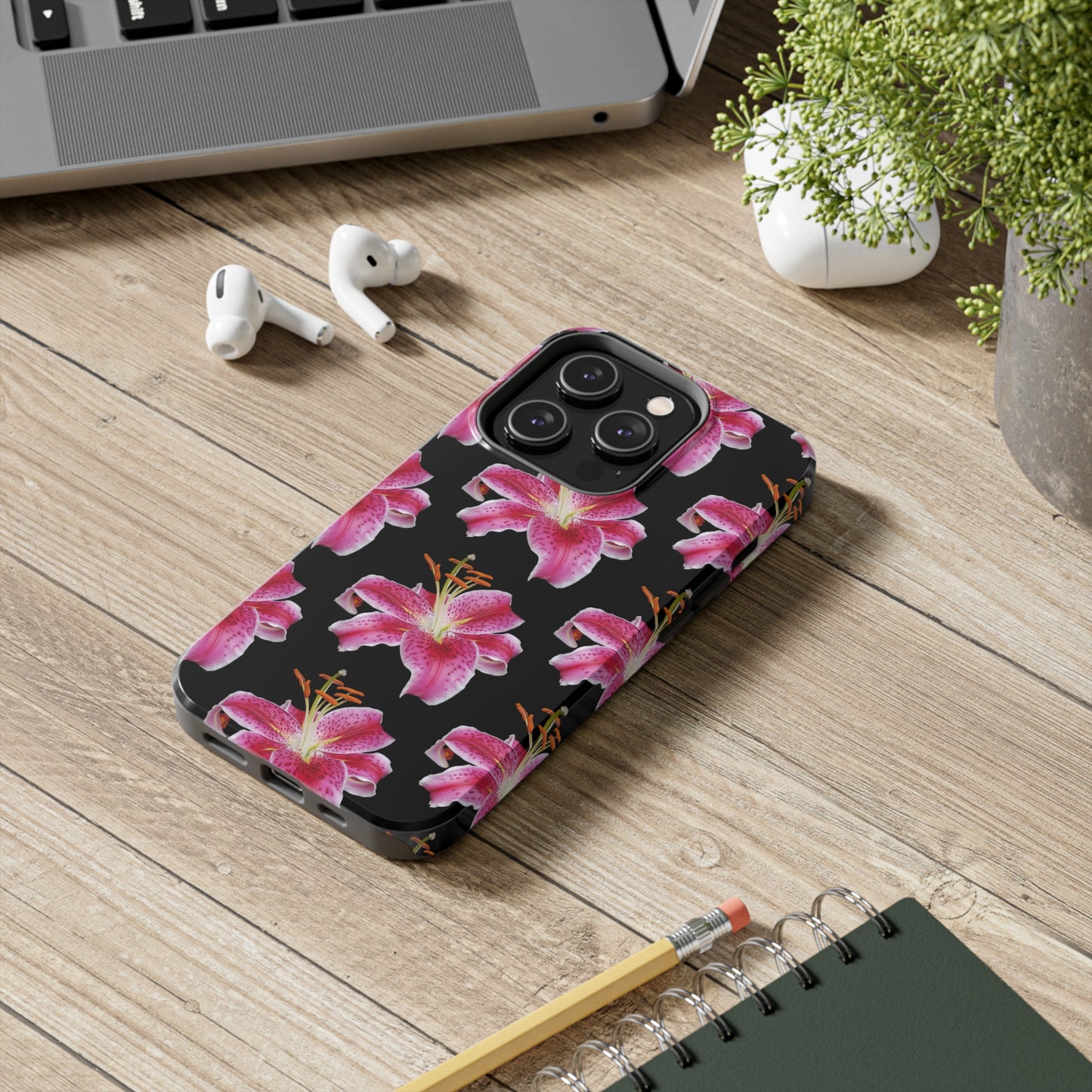 Stargazer Lily Black Tough Phone Case