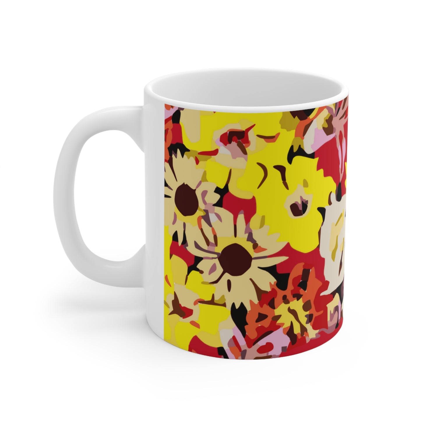 Red Floral Ceramic Mug 11oz