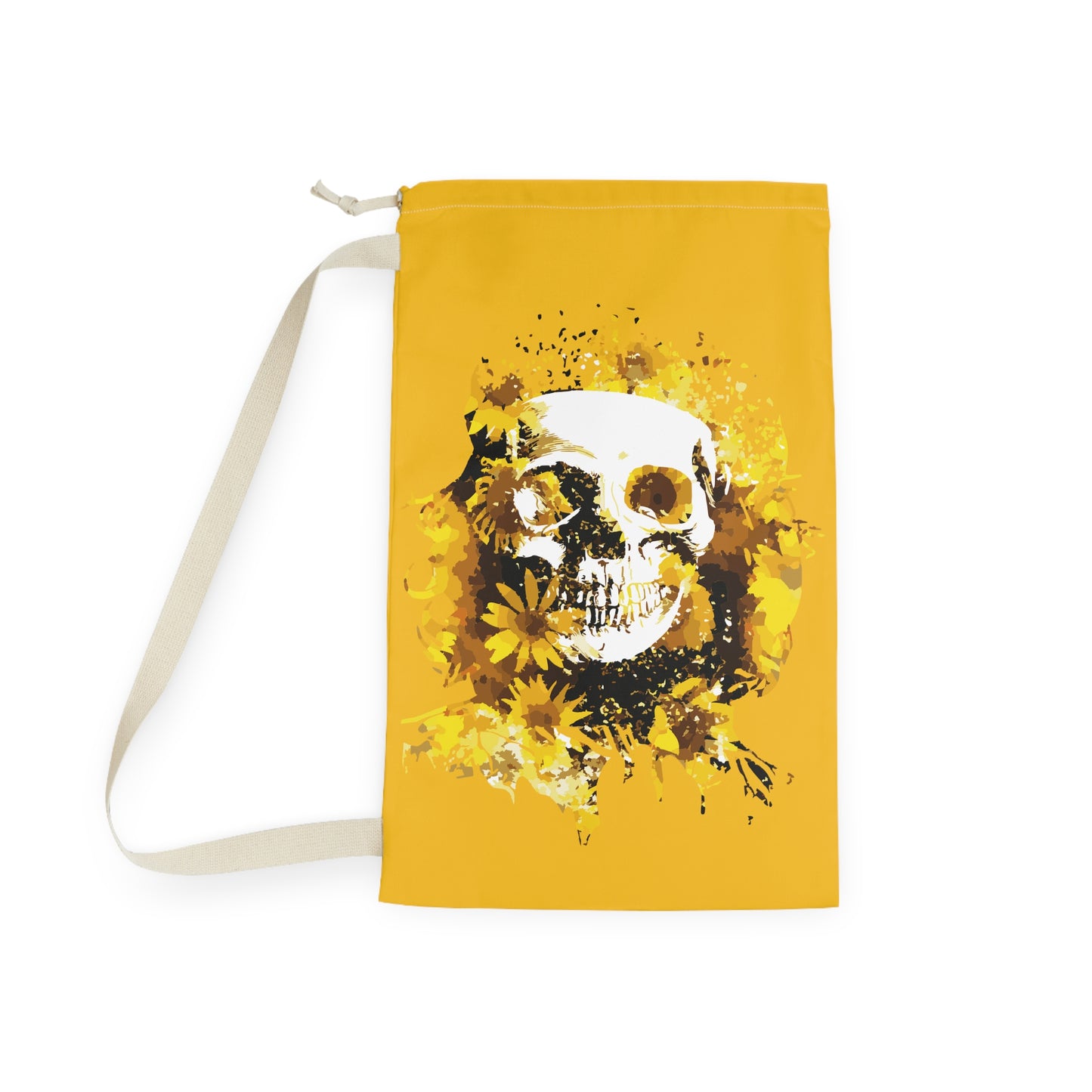 Sunflower Skull Yellow Laundry Bag