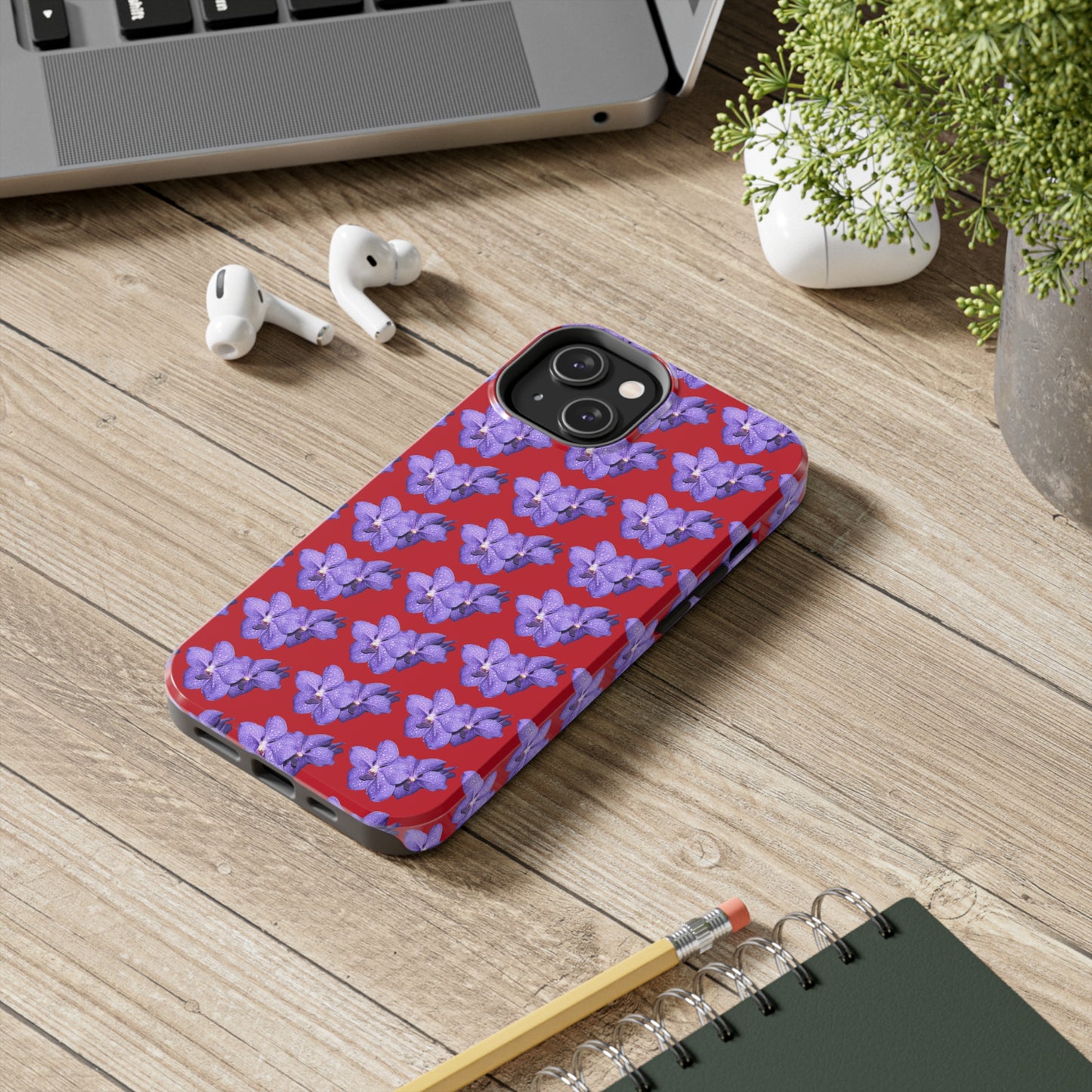 Blue Orchid Red Tough Phone Case