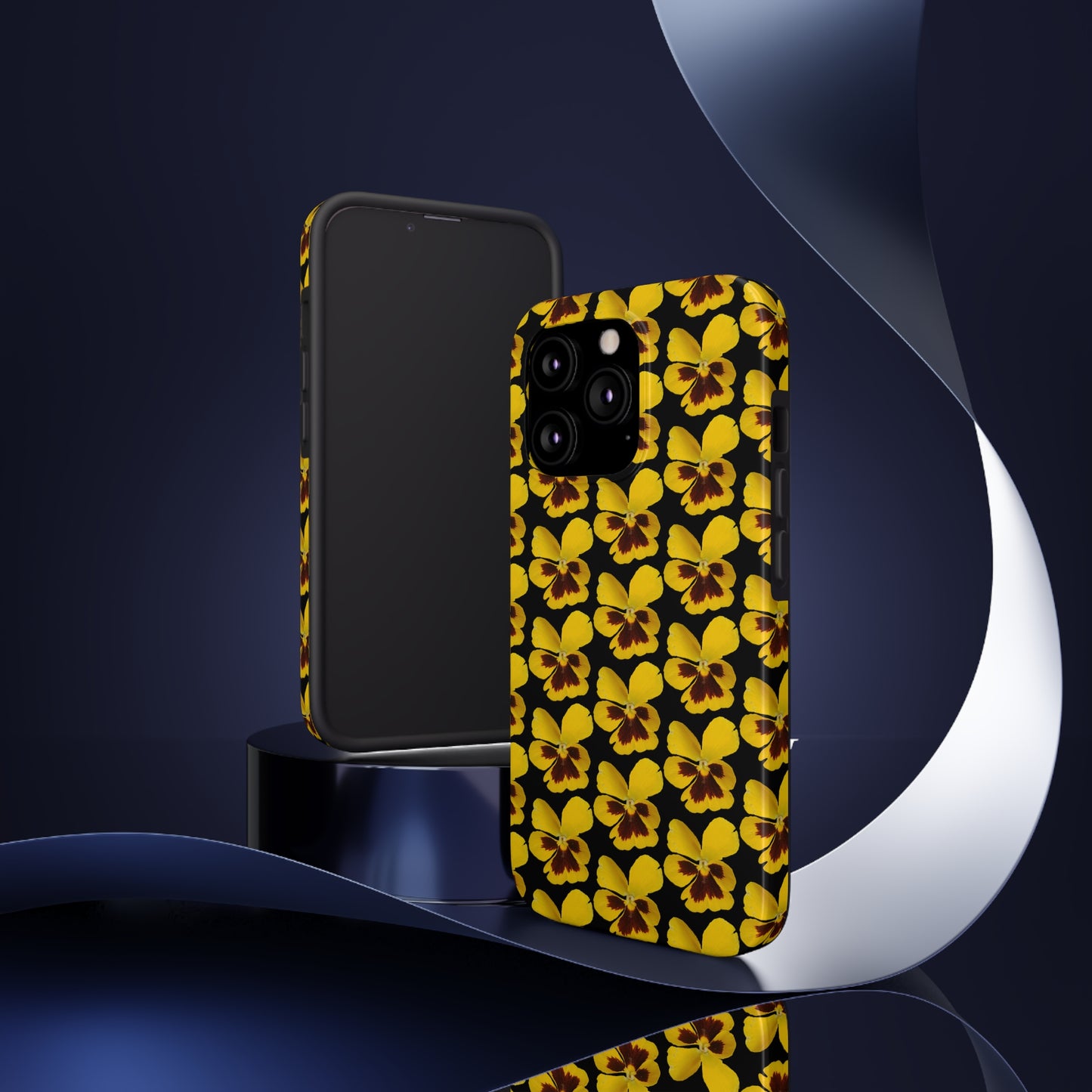 Yellow Pansy Black Tough Phone Case