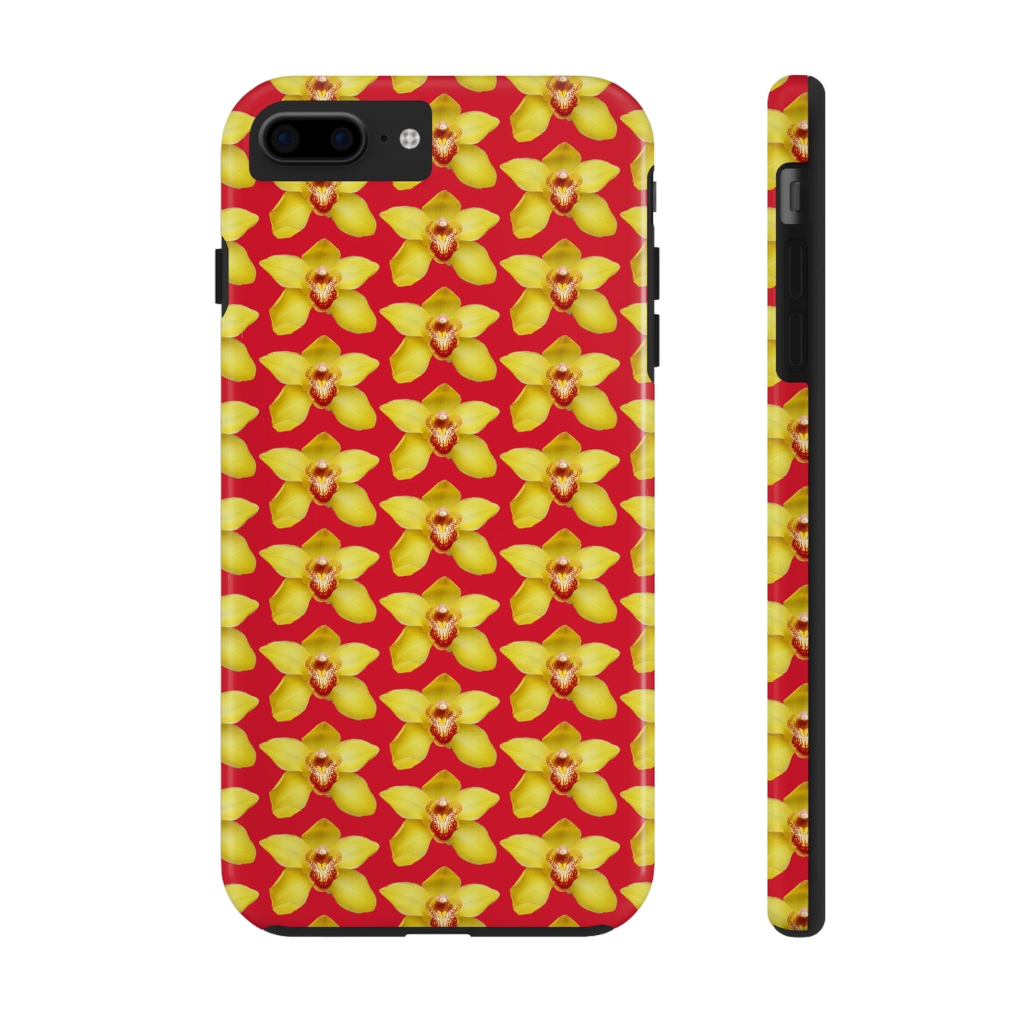 Yellow Cymbidium Orchid Red Tough Phone Case