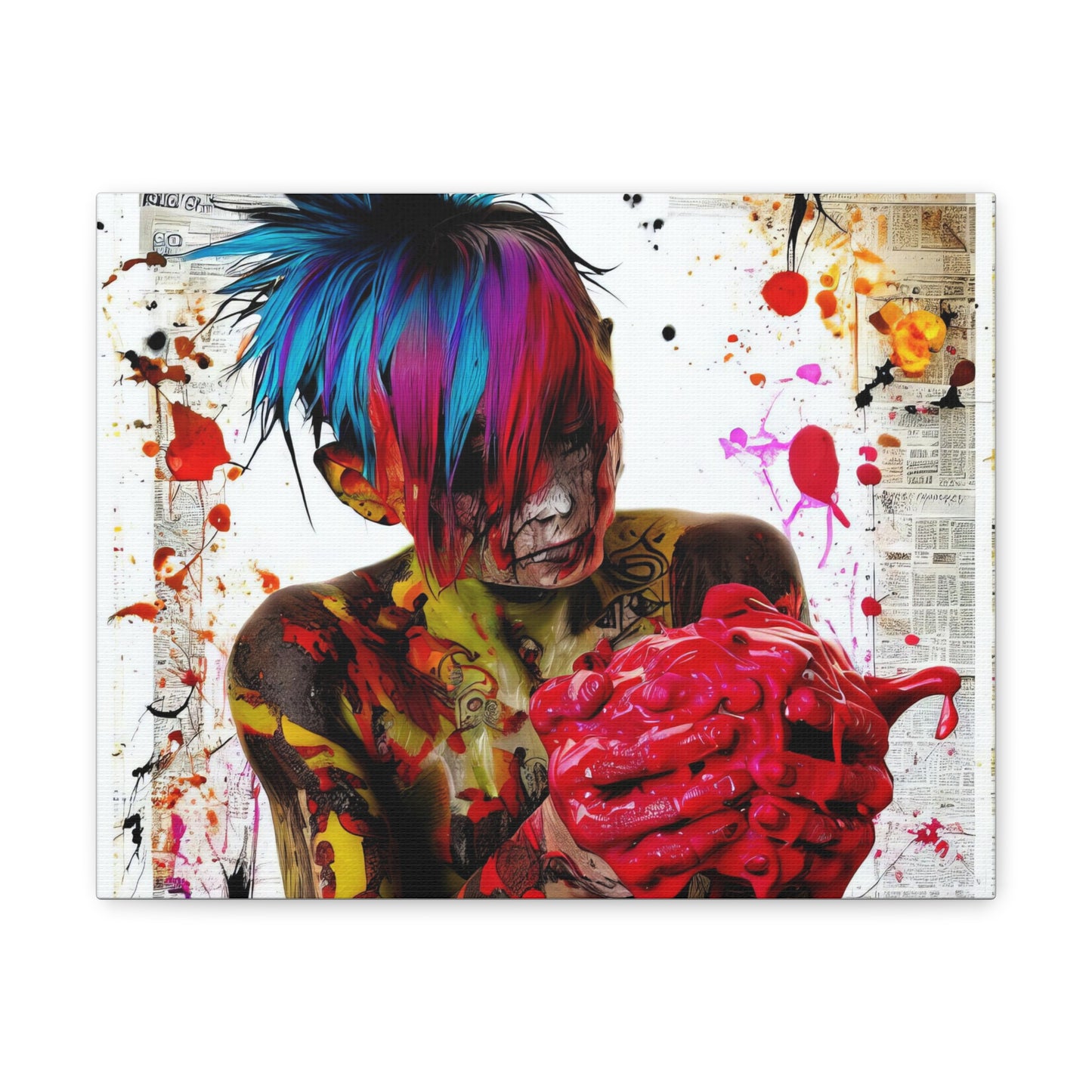 Tattooed Boy with Big Heart  - Canvas Wall Art