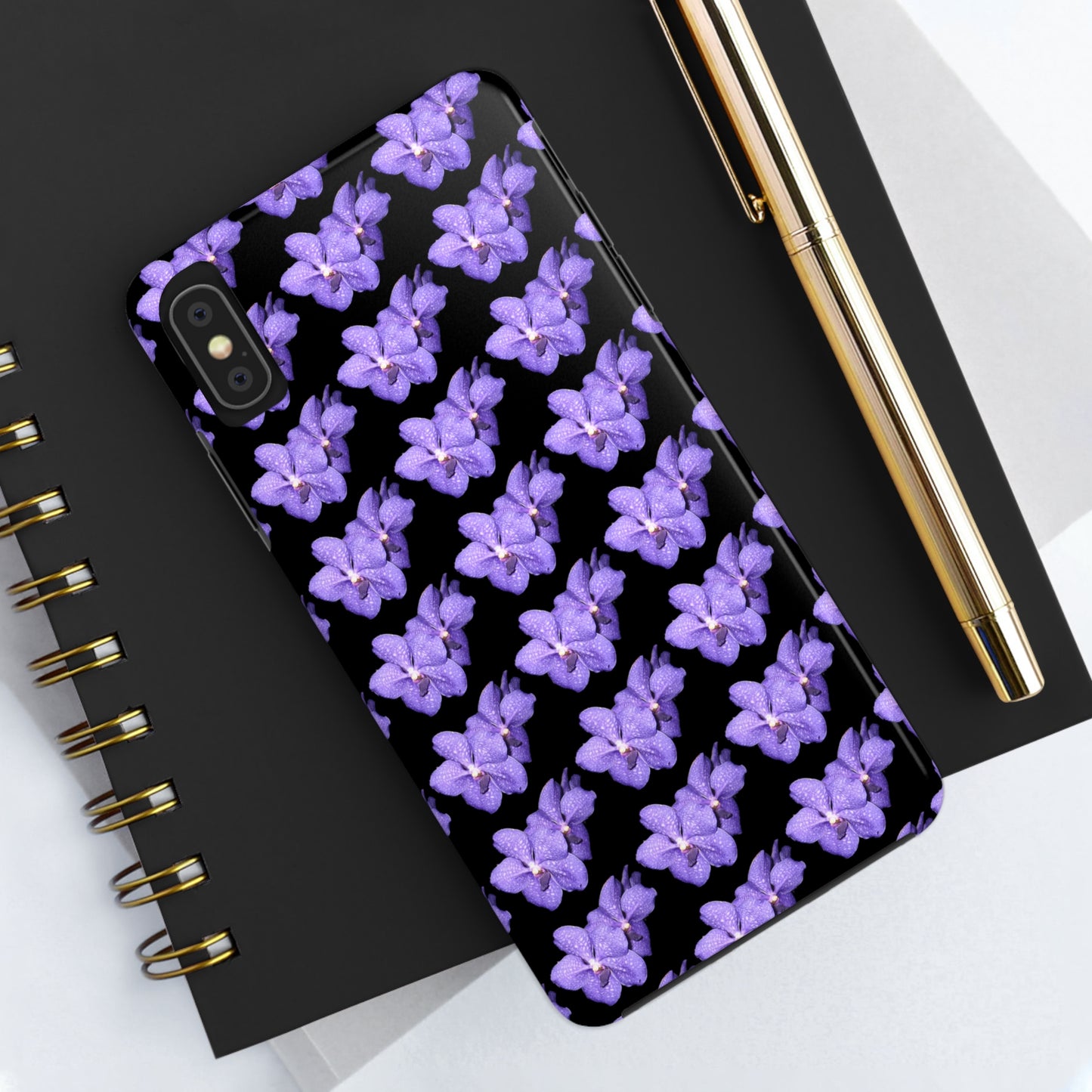 Blue Orchid Black Tough Phone Case