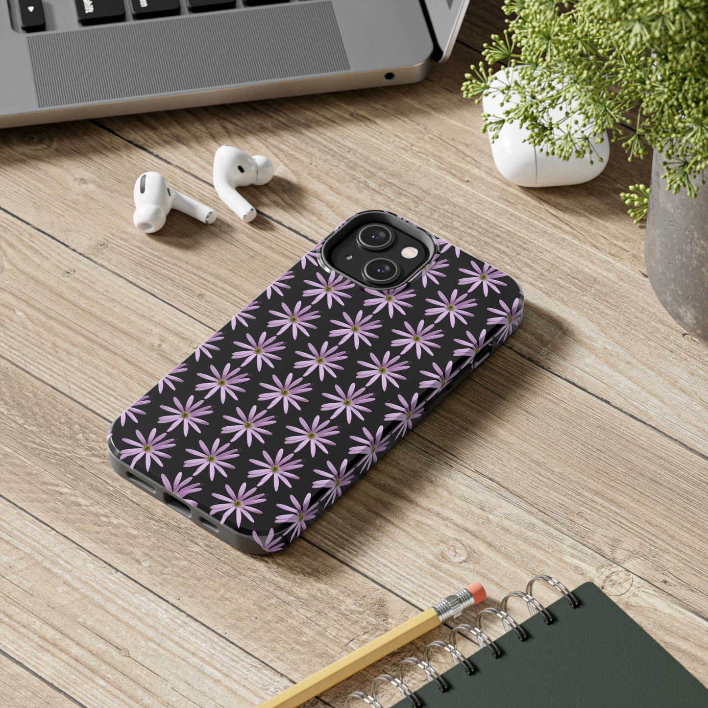 Aster Black Tough Phone Case