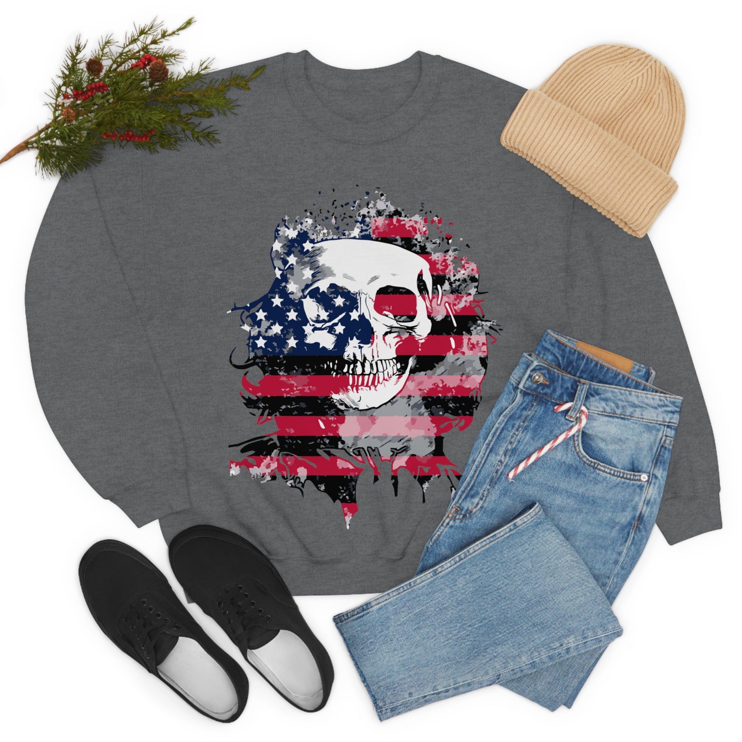 Skull and Flag Unisex Heavy Blend™ Crewneck Sweatshirt