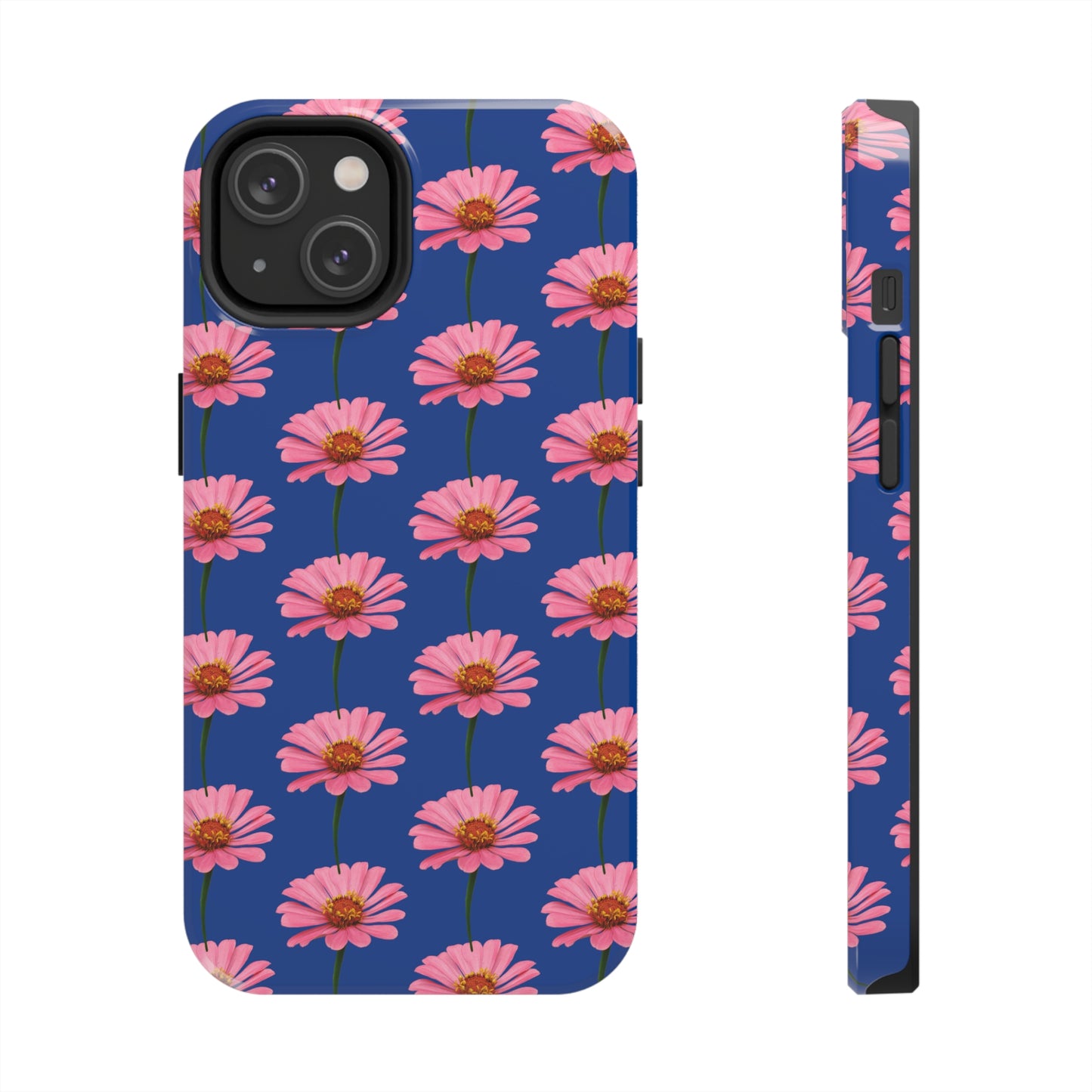 Pink Zinnia Blue Tough Phone Case