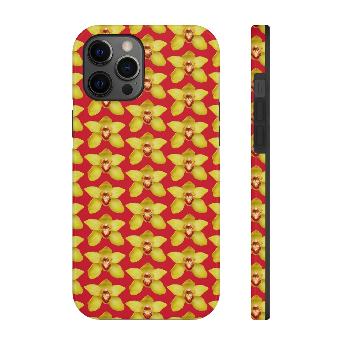 Yellow Cymbidium Orchid Red Tough Phone Case