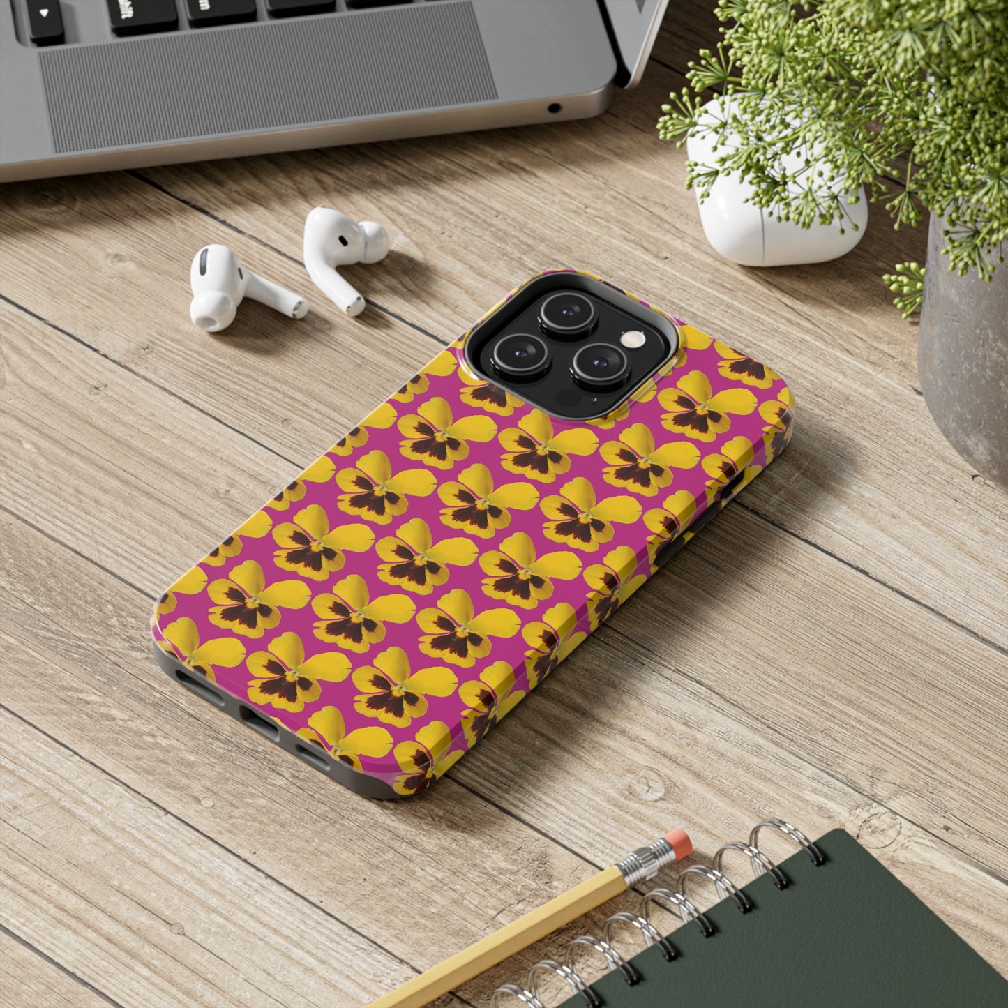 Yellow Pansy Pink Tough Phone Case