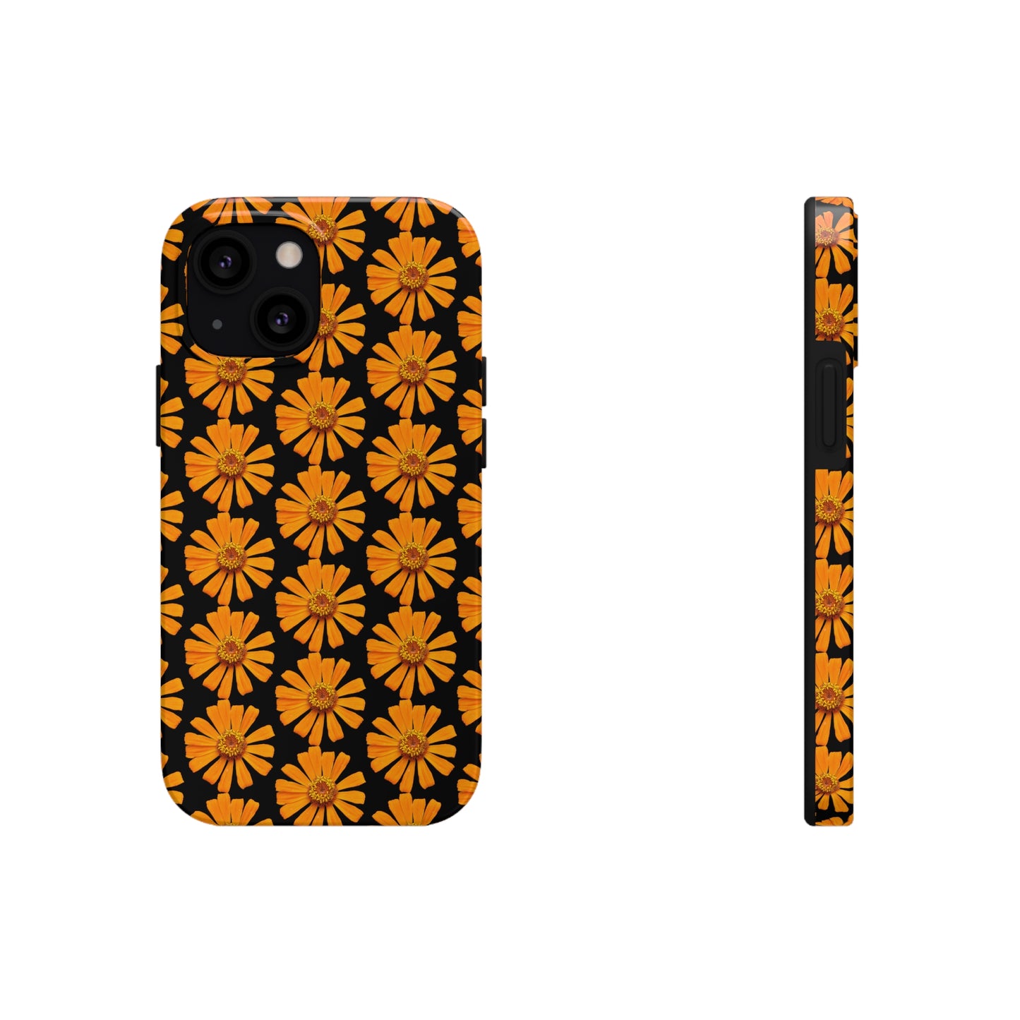 Orange Zinnia Black Tough Phone Case