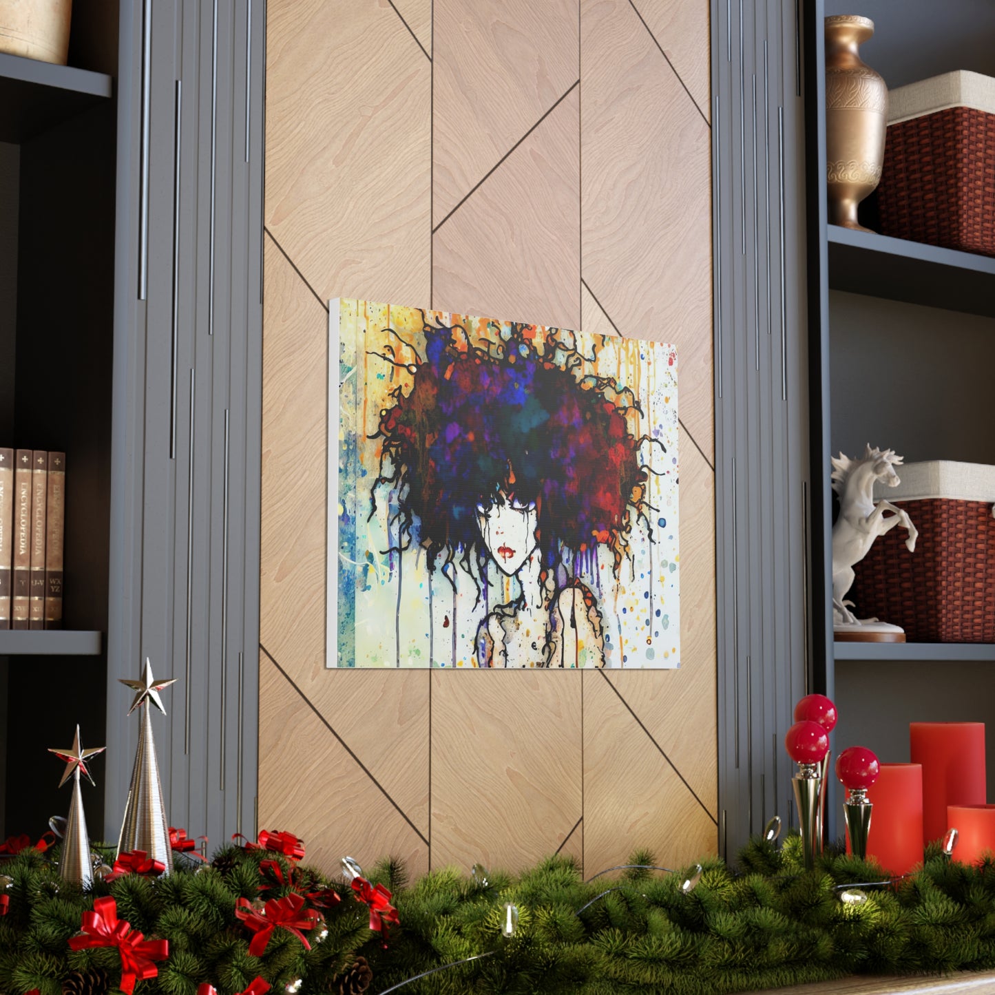 Girl with Big Hair  - Canvas Wall Art