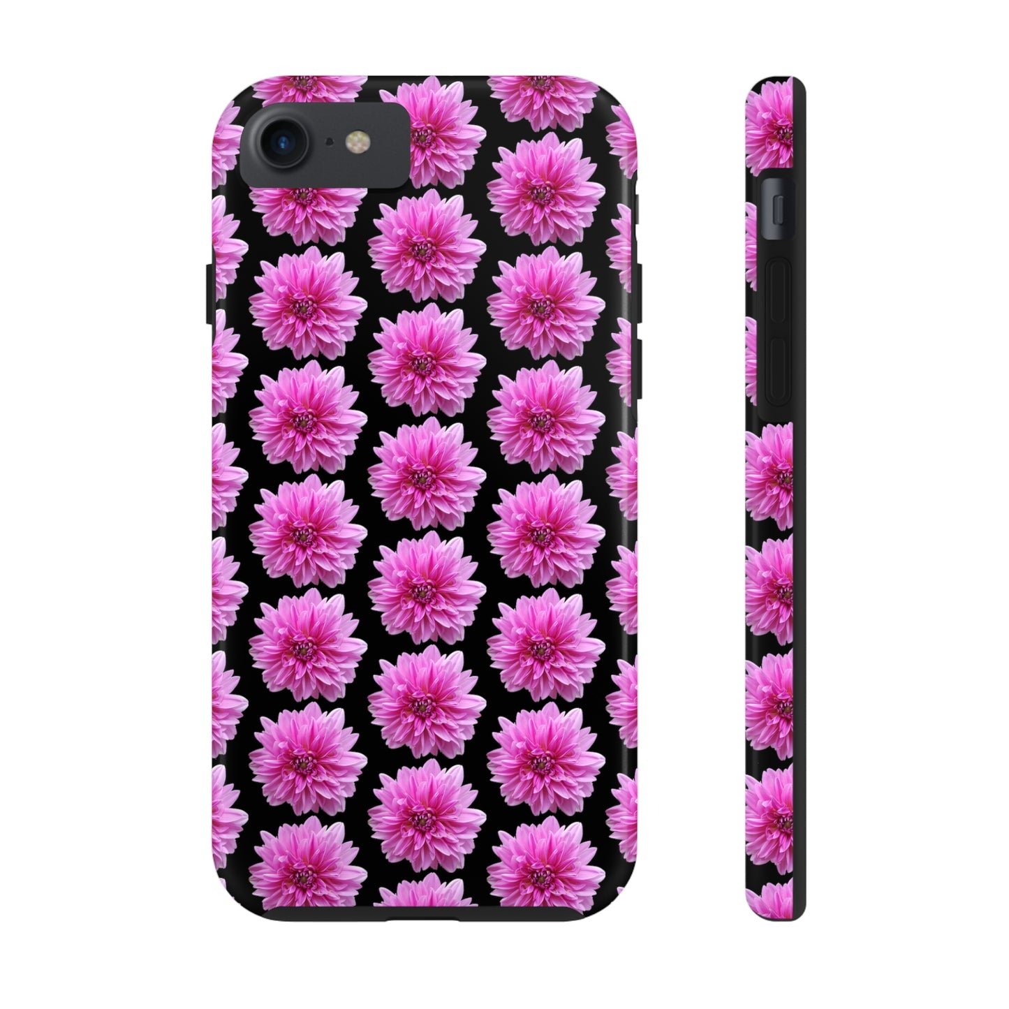 Pink Dahlia Black Tough Phone Case