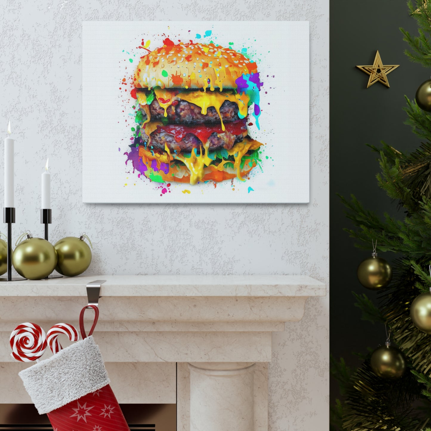 Double Cheese Burger  - Canvas Wall Art