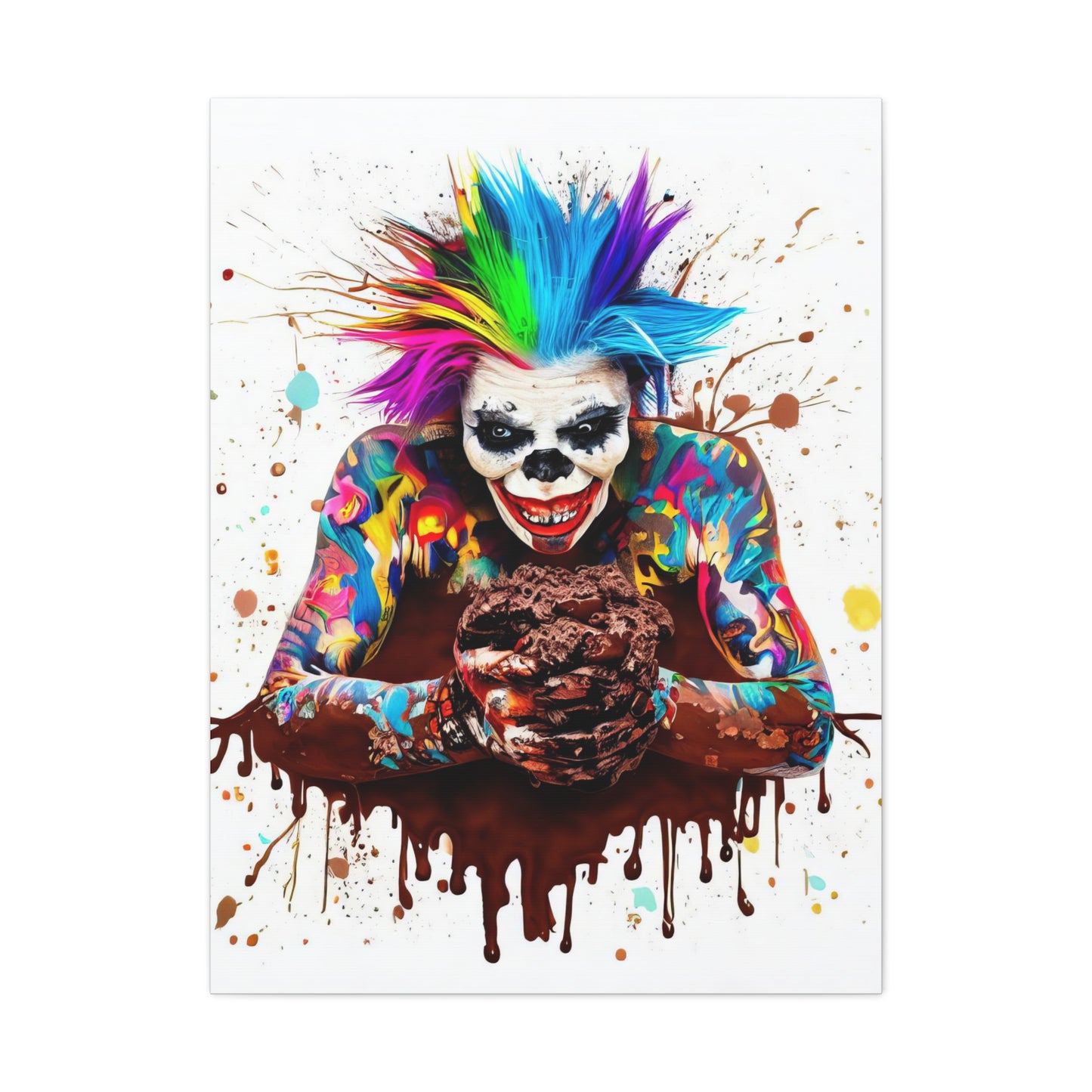 Creepy Clown Chocolate Ice Cream  - Canvas Wall Art