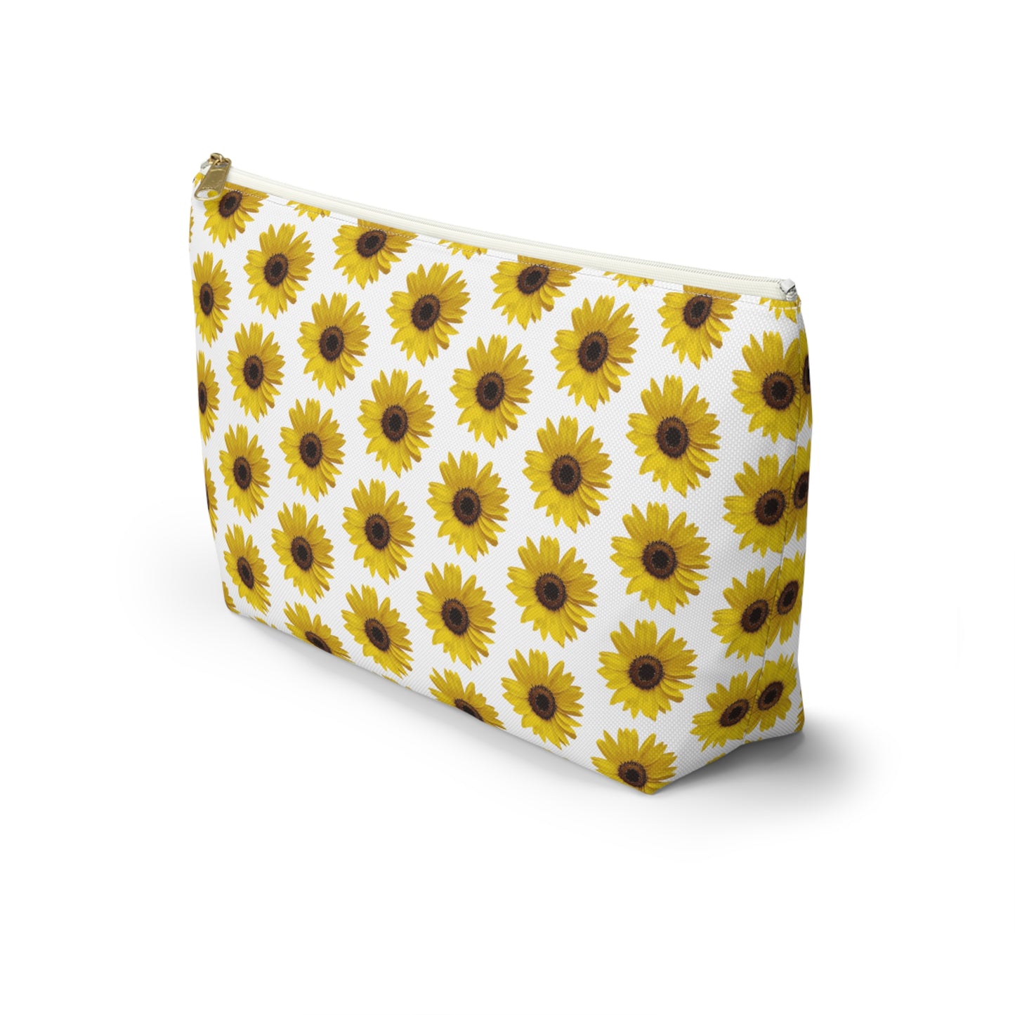 Sunflower White Accessory Pouch w T-bottom