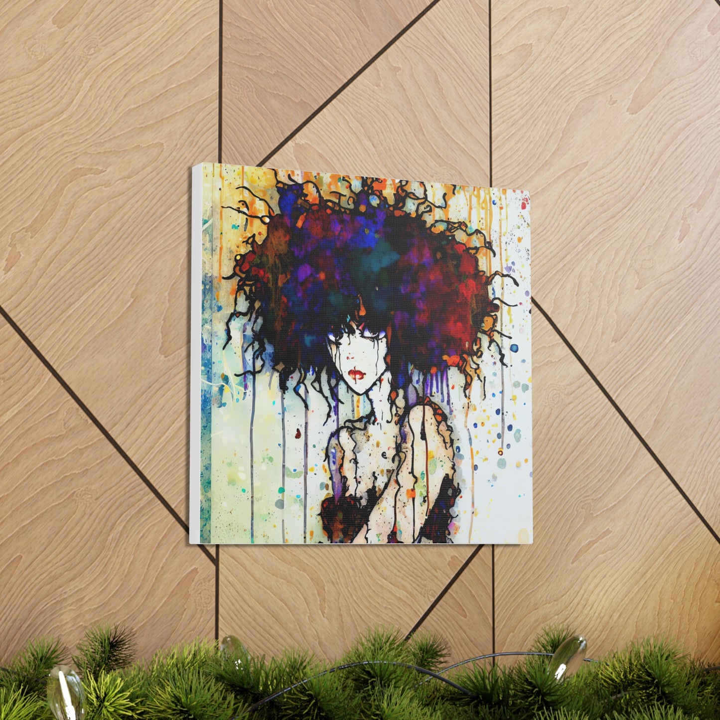 Girl with Big Hair  - Canvas Wall Art