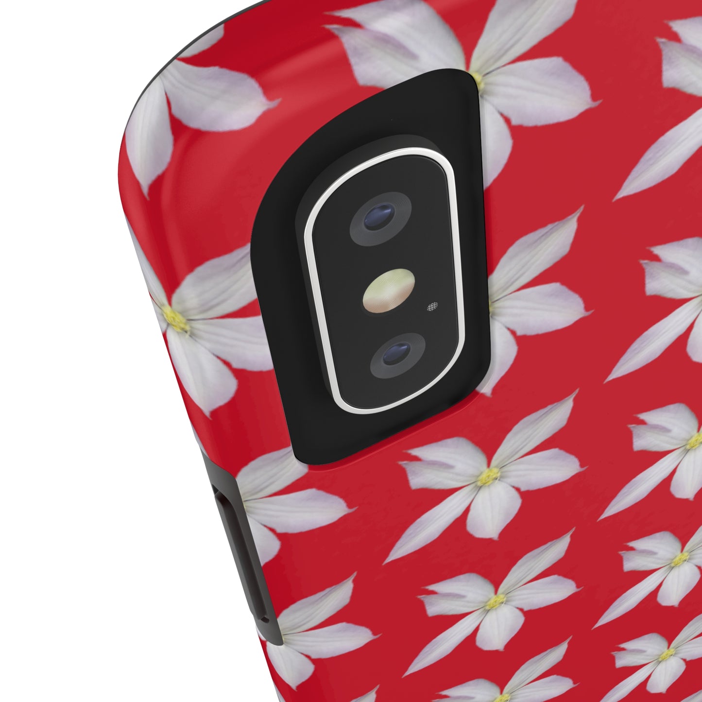 White Clematis Red Tough Phone Case