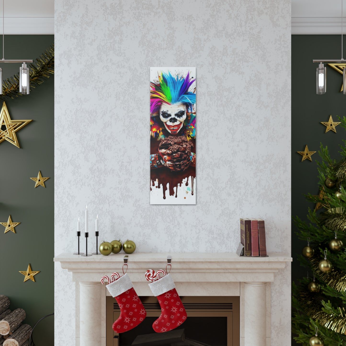 Creepy Clown Chocolate Ice Cream  - Canvas Wall Art