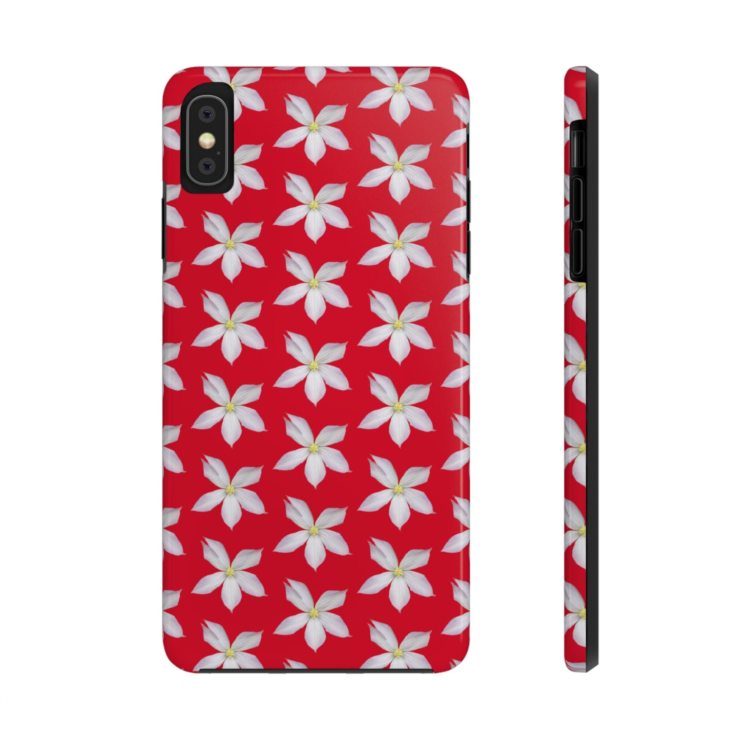 White Clematis Red Tough Phone Case